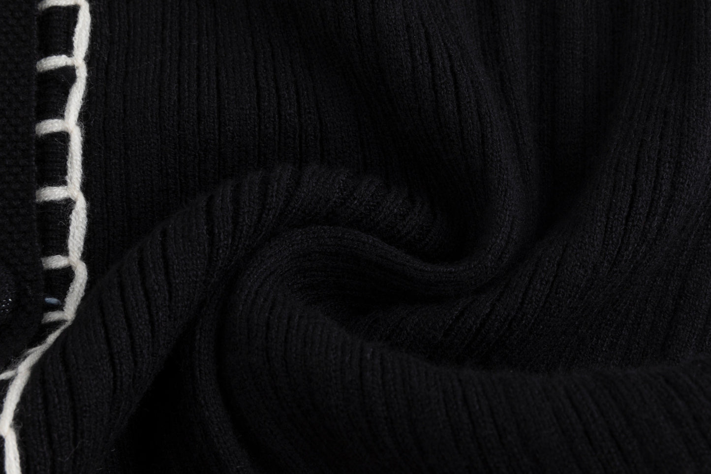 Black And Cream Embroidered Vest