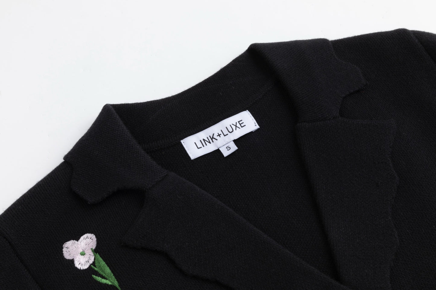 Multi Colored Floral Embroidered Blazer - Black