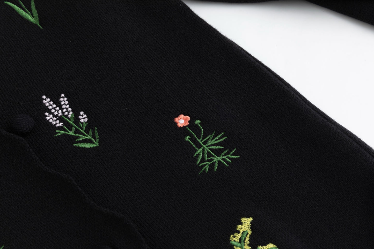 Multi Colored Floral Embroidered Blazer - Black