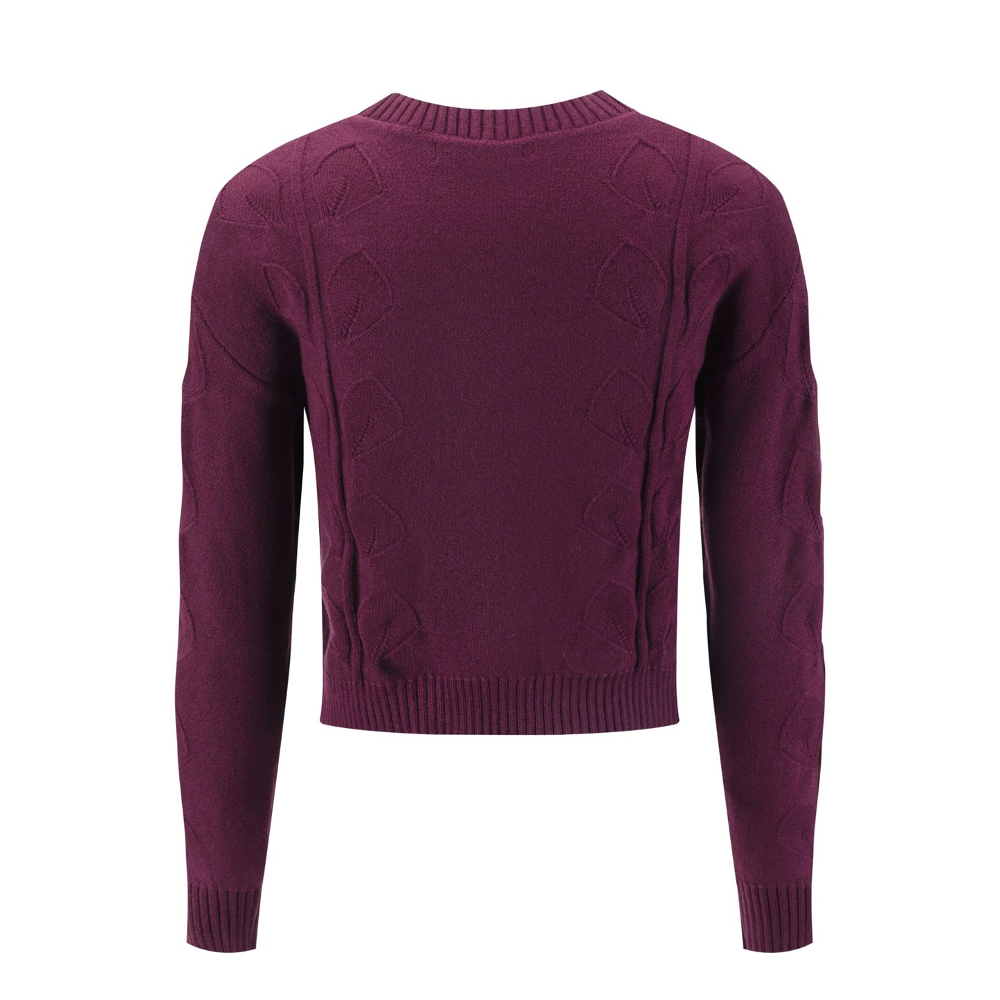 Burgundy Leaves Pattern Knit Top