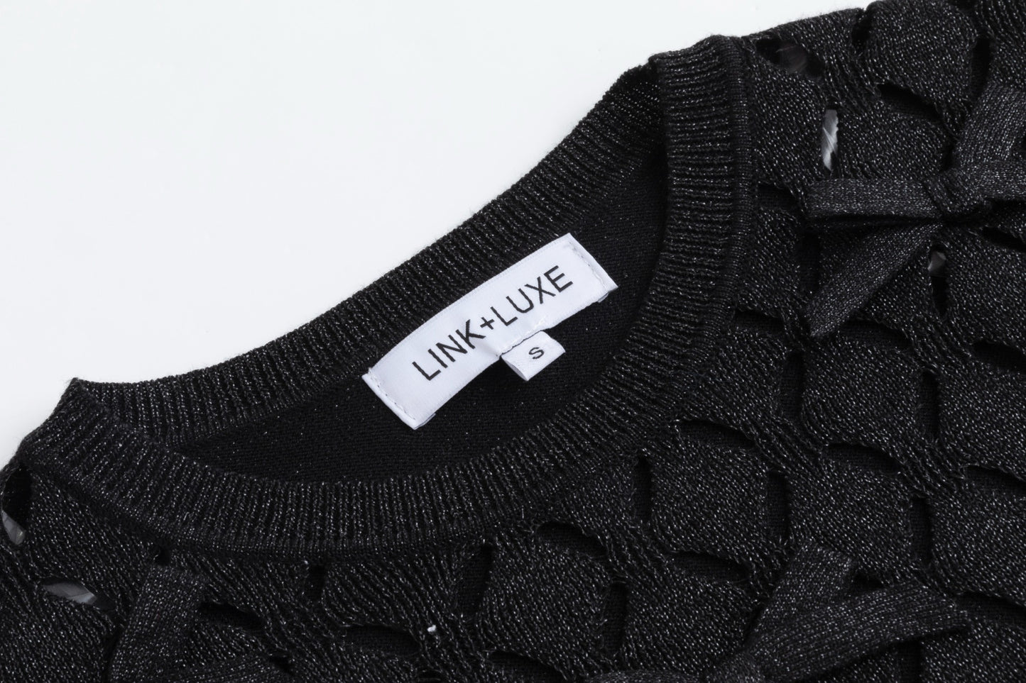 Black Dress With Metallic Knit Overlay