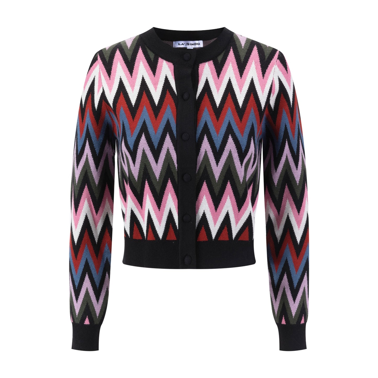 Black Sweater With Multi Colored Zig Zag Print