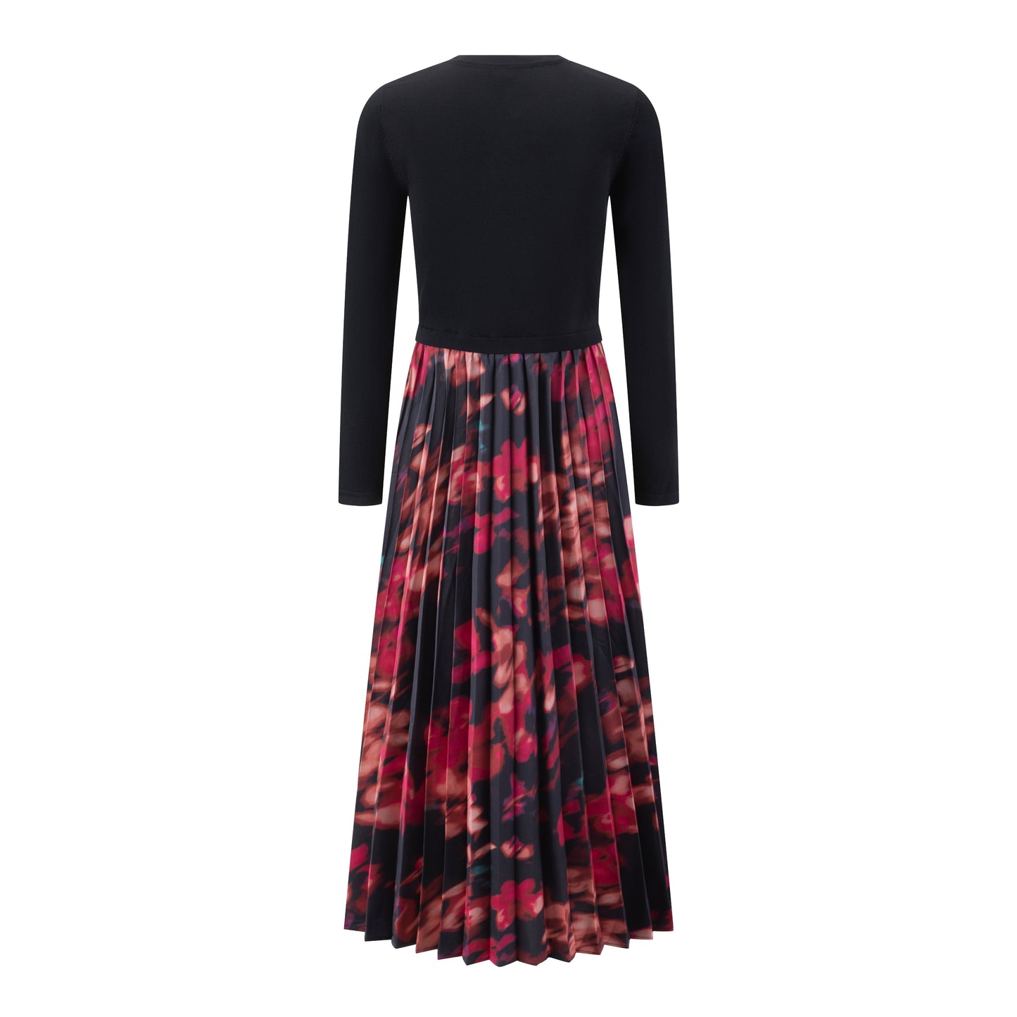 Black And Pink Abstract Dress With Black Attached Knit