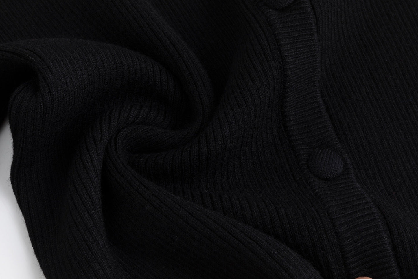 Black Ribbed Embroidered Sleeve Cardigan