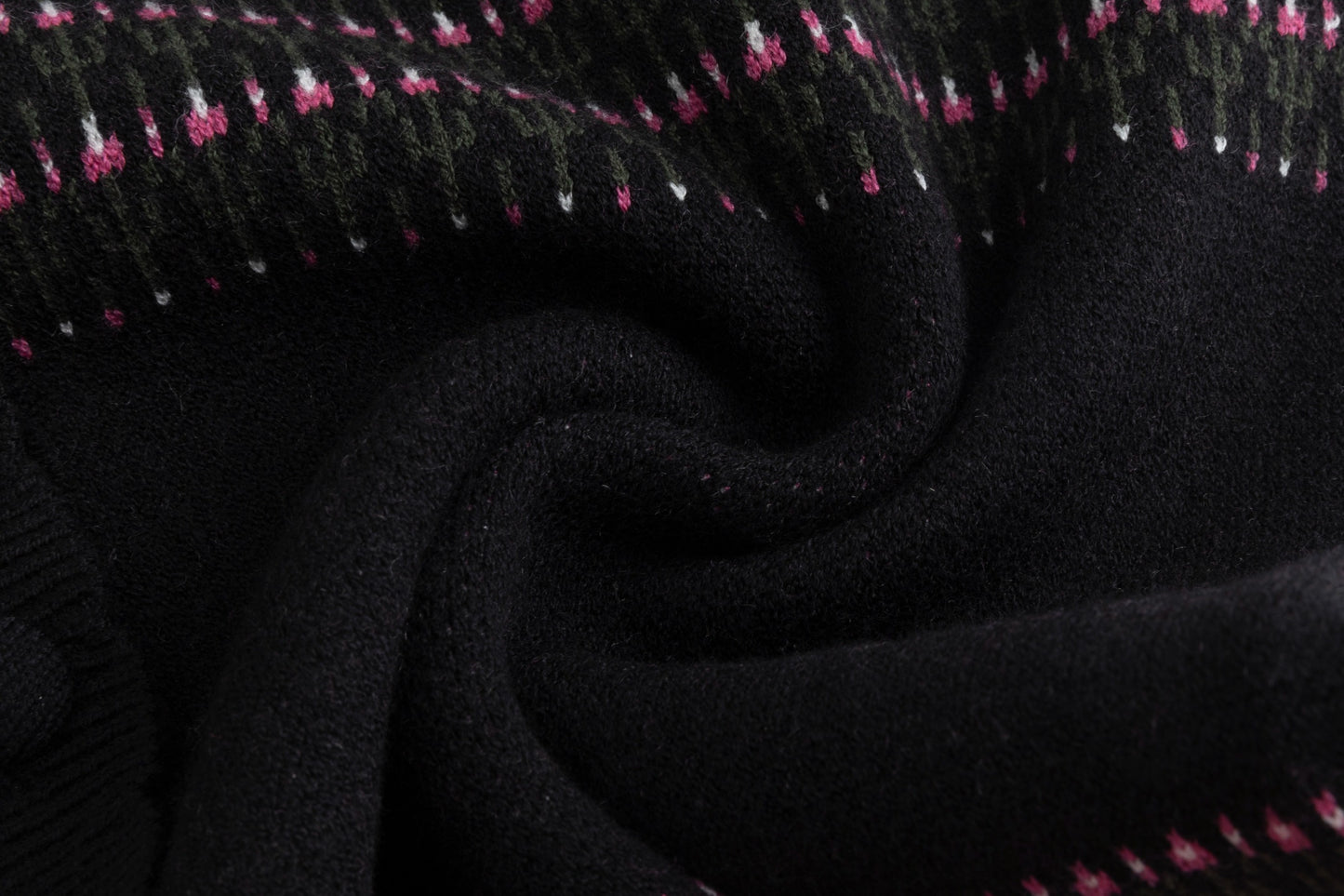 Black Knit Vest With Pink And Green Print