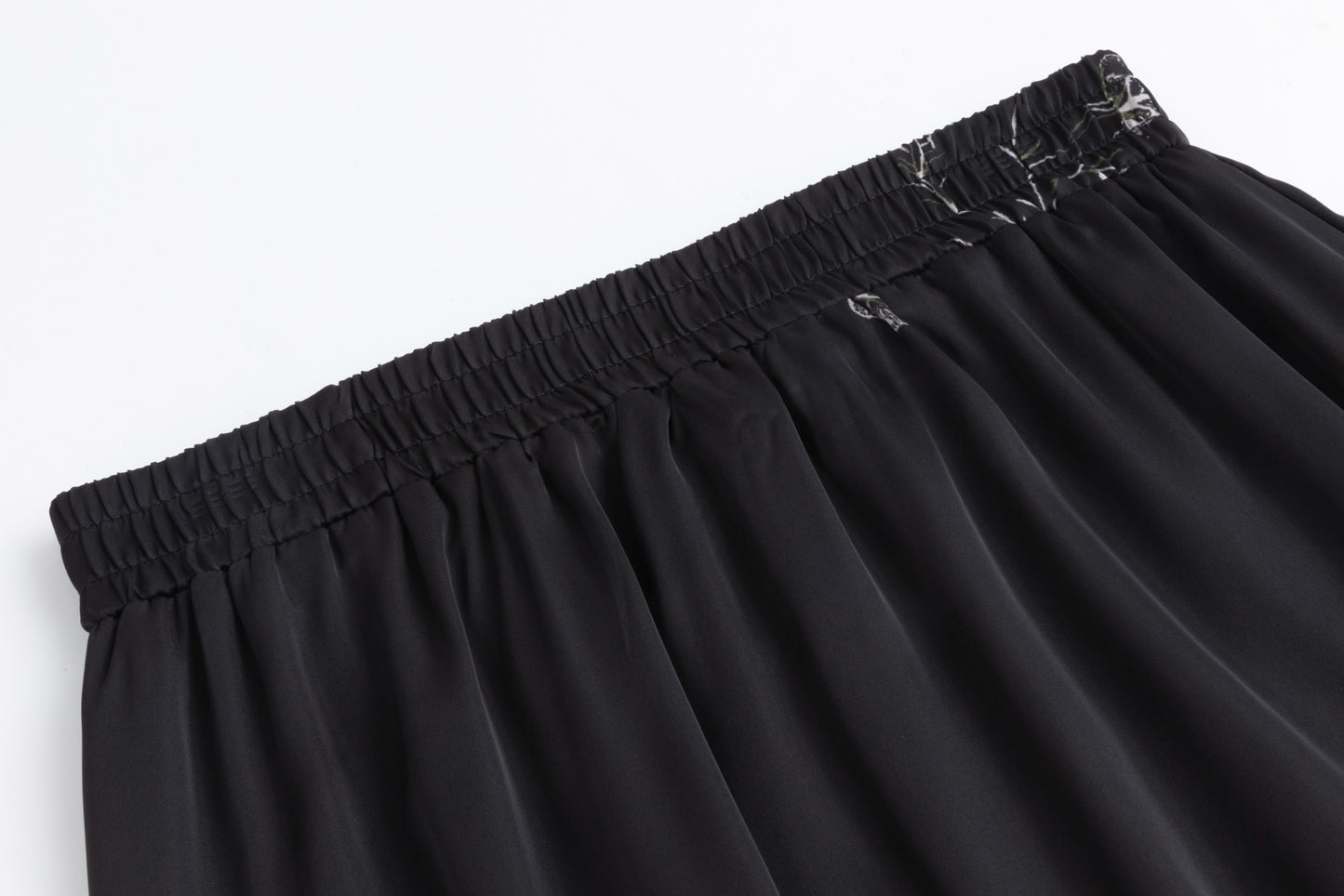 Black Slip Skirt With Red Floral Print