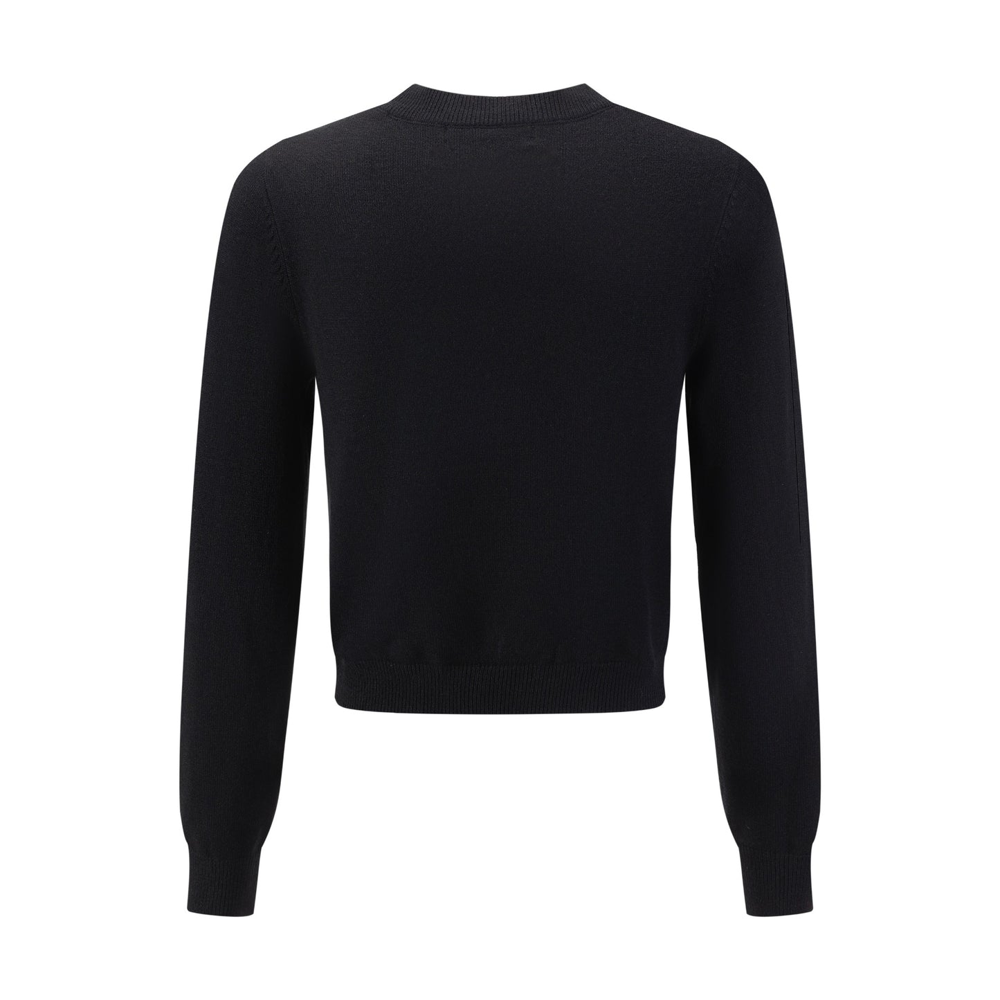 Black Knit Top With Red Embroidered Floral Print