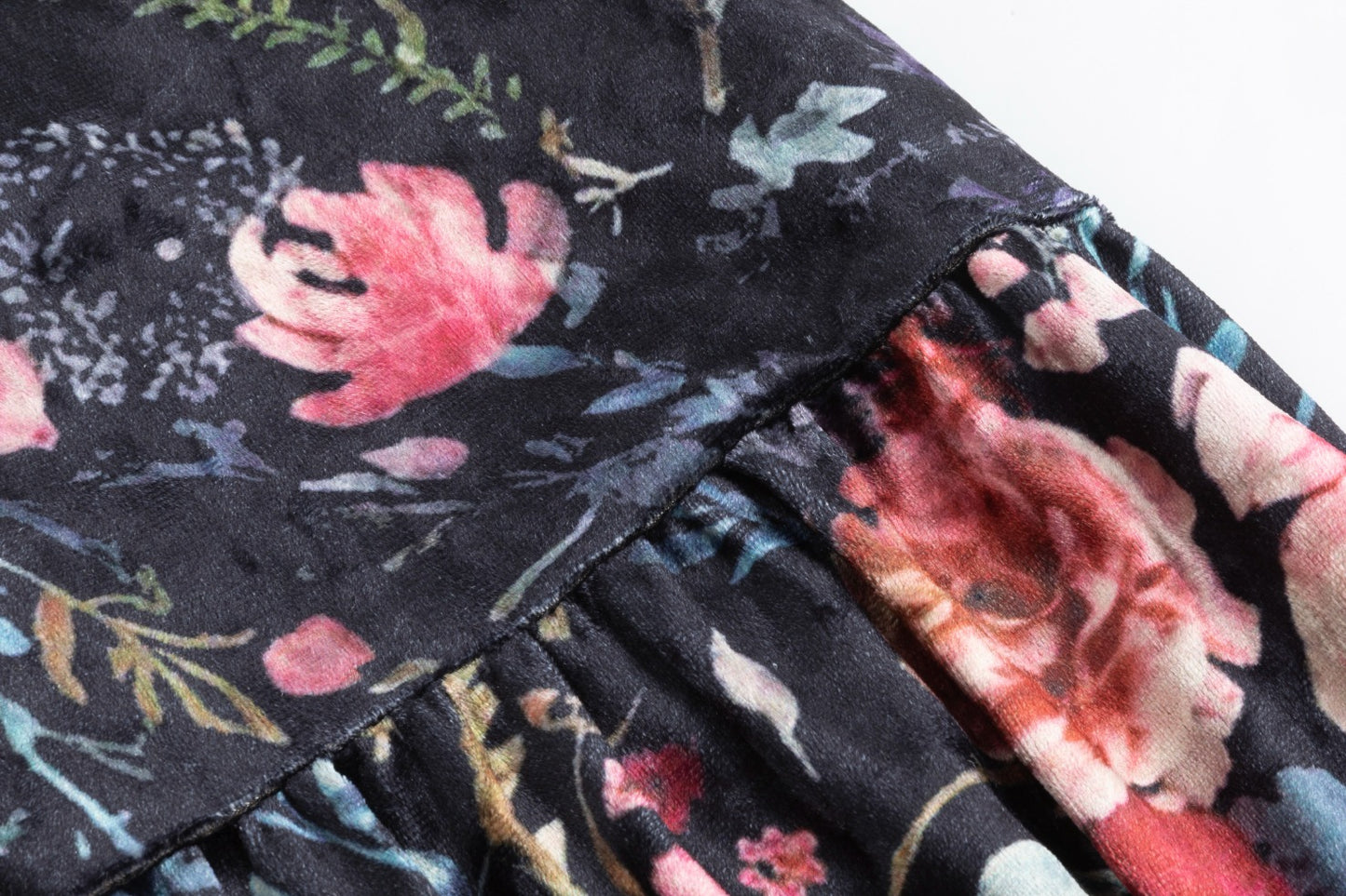 Velvet Skirt With Multi Colored Floral Print