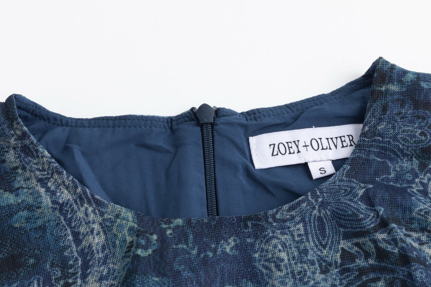 Blue Knit Overlay Mesh Dress