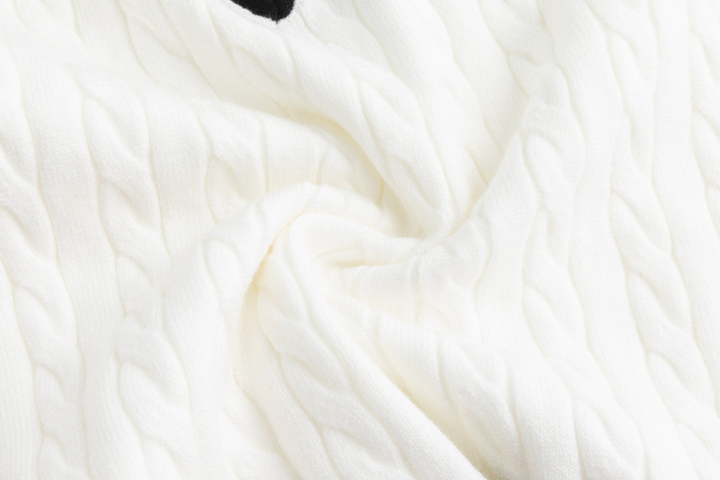 White Cable Knit Sweater With Colored Stripes