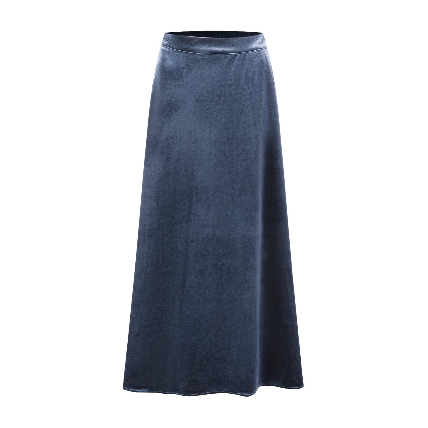 Velvet A-Line Midi Skirt - Blue