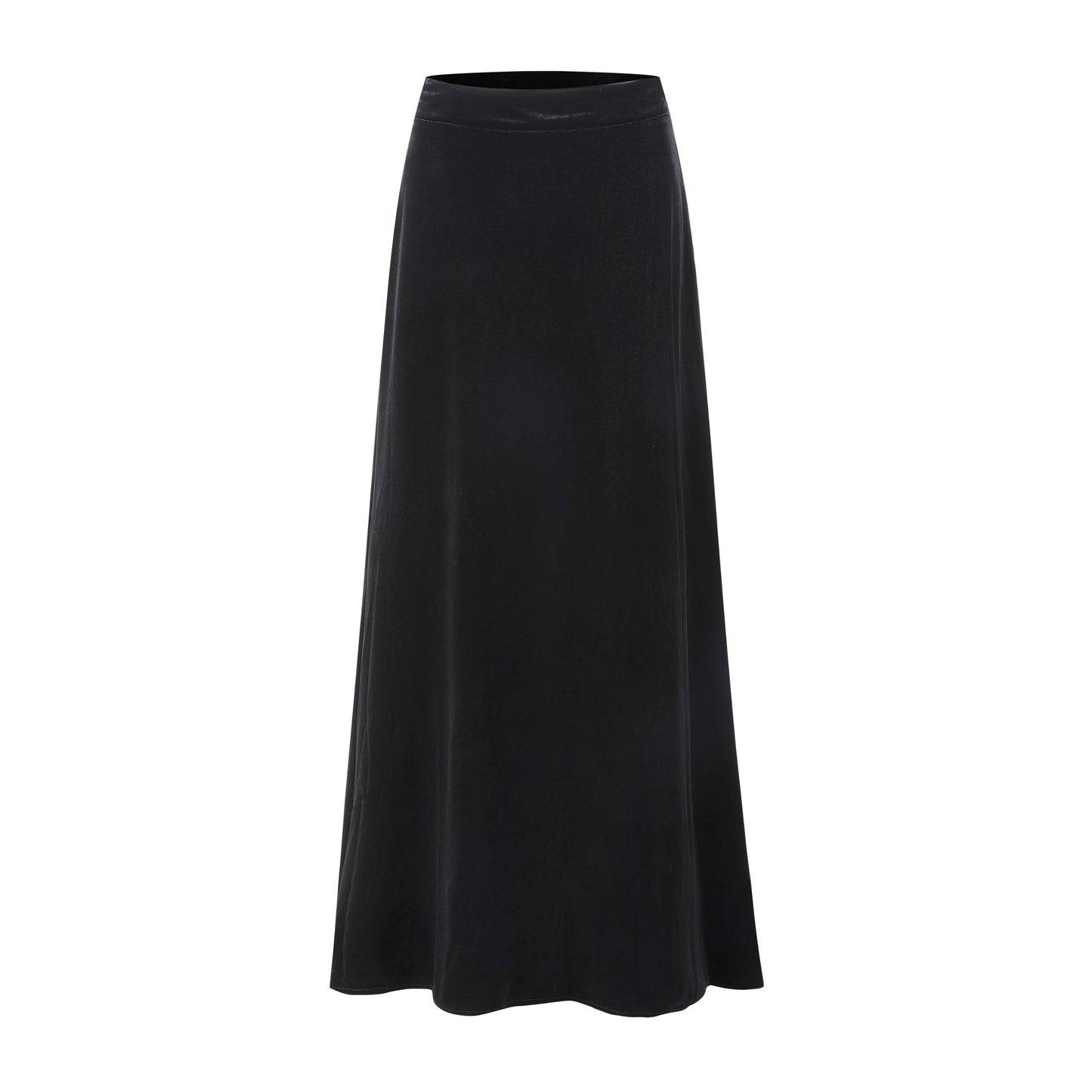 Velvet A-Line Midi Skirt - Black