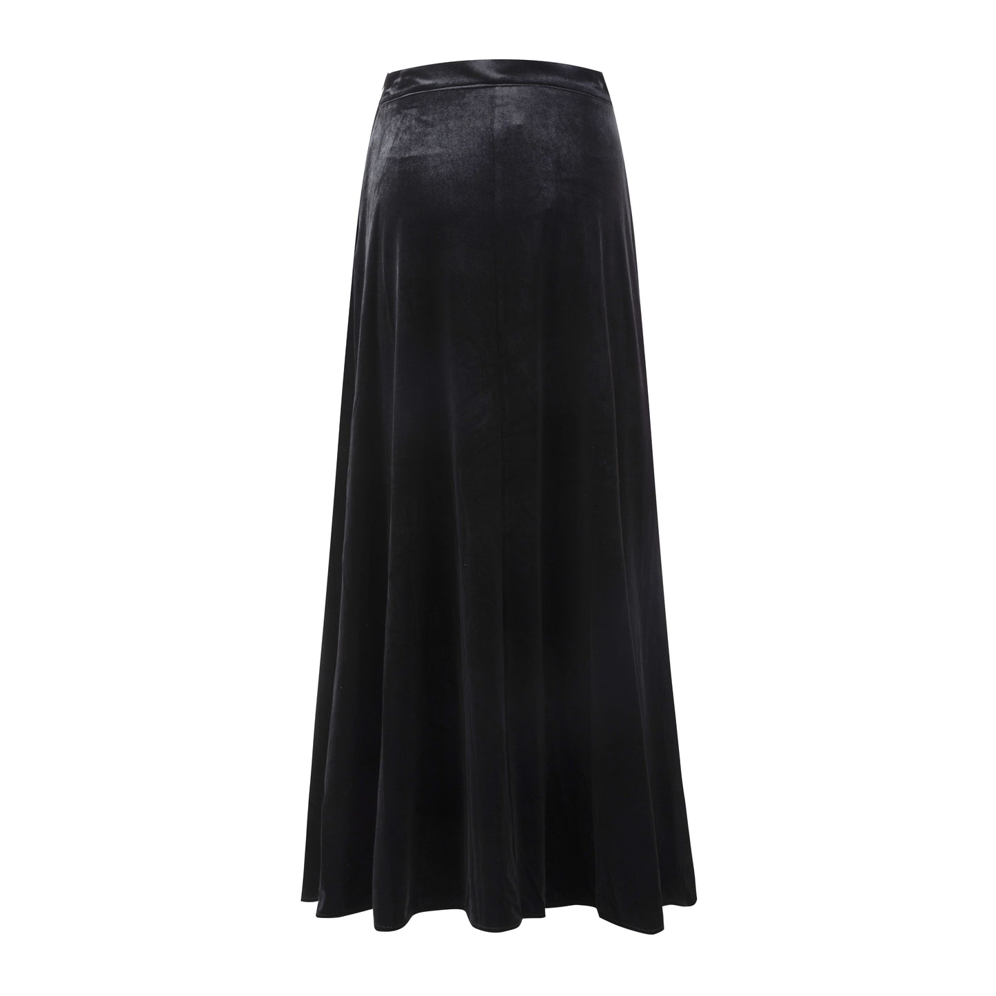 Velvet A-Line Midi Skirt - Black