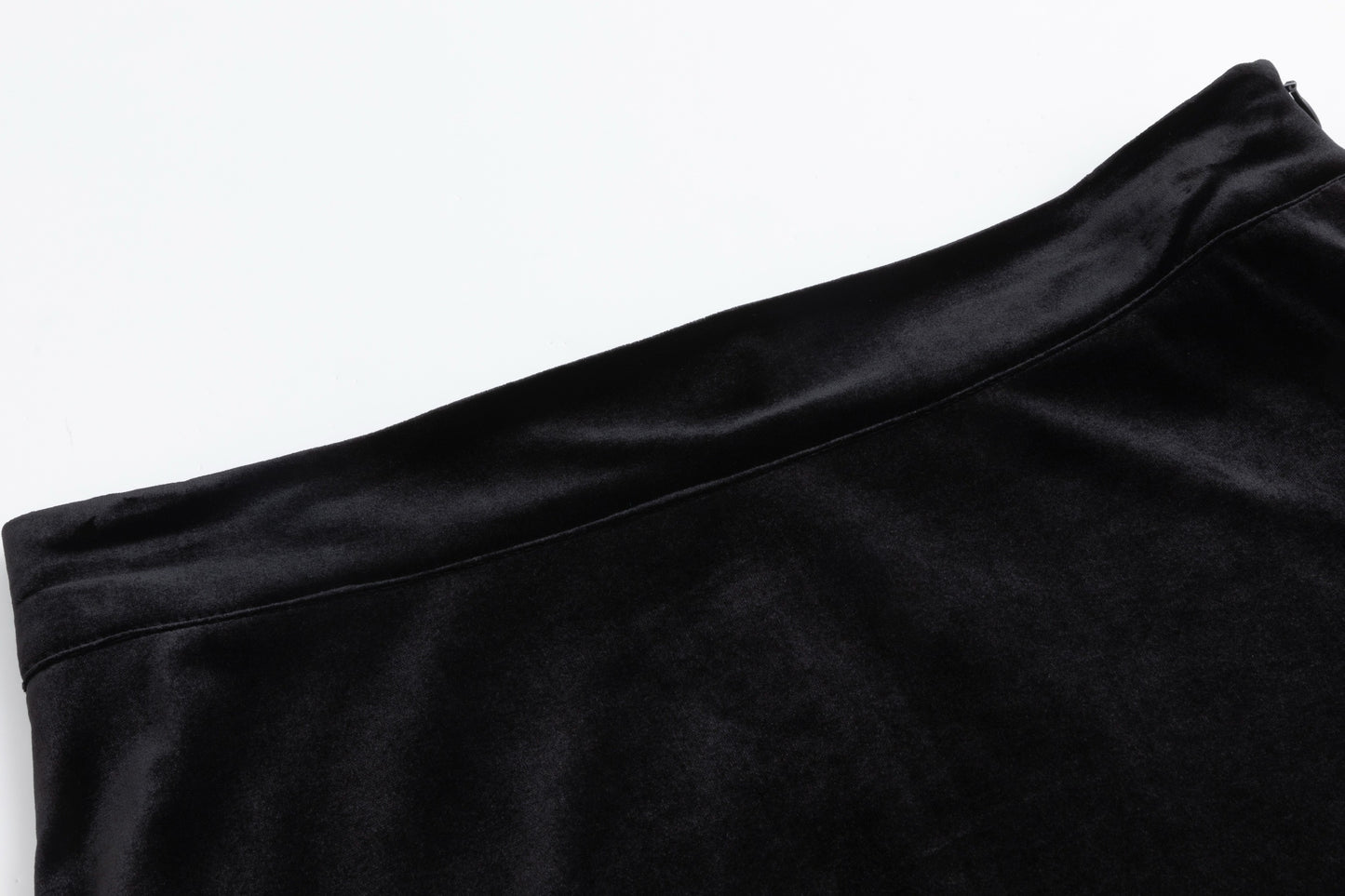 Velvet A-Line Midi Skirt - Black