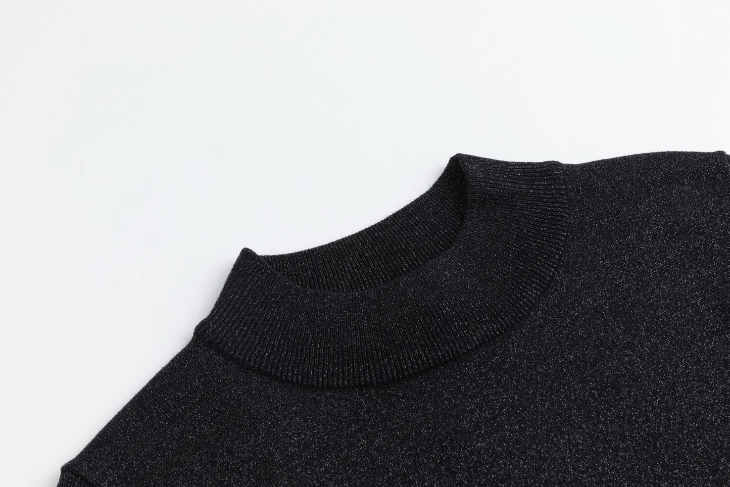 Metallic Silver Knit Turtleneck