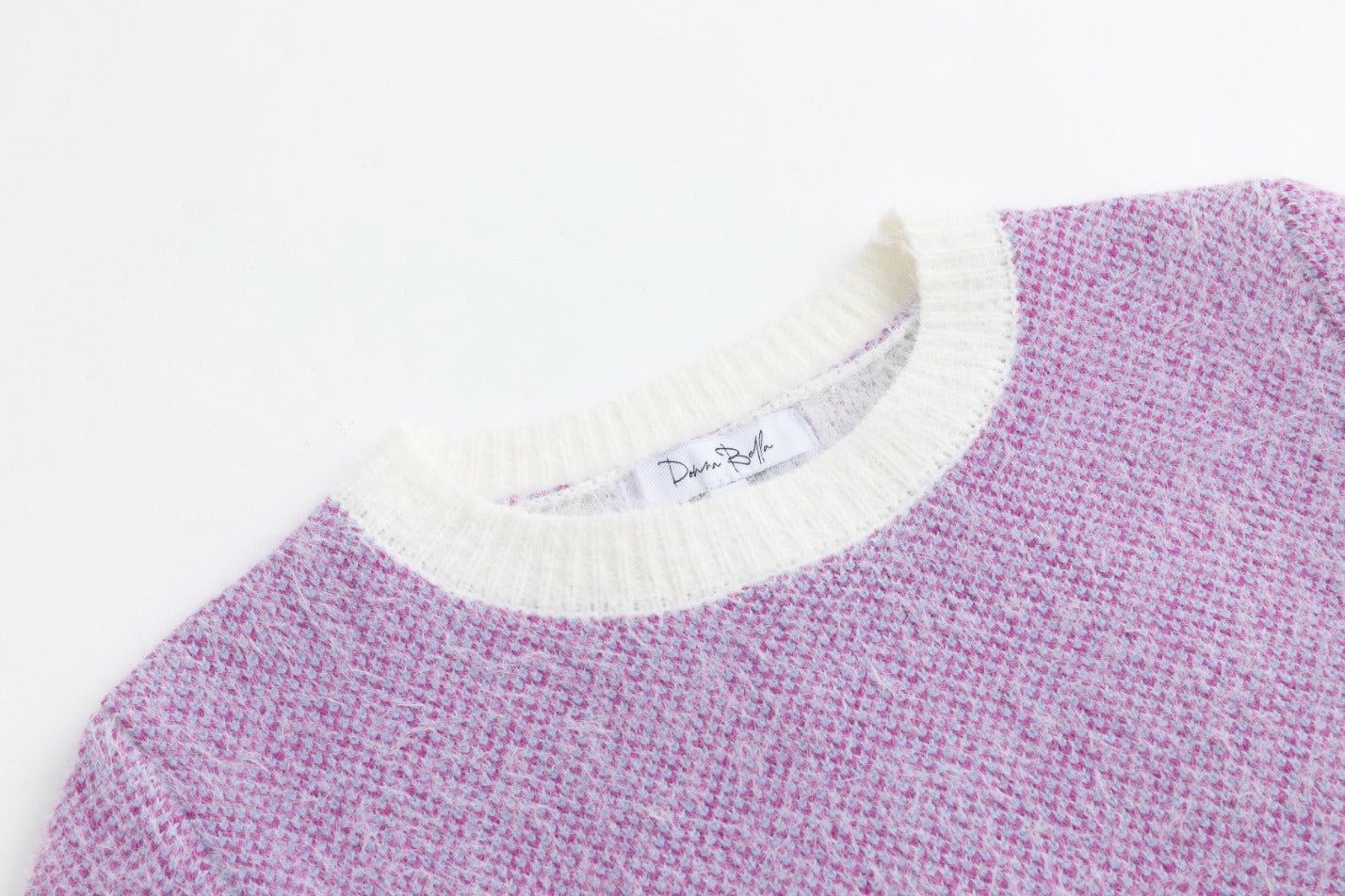 Purple And White Fuzzy Sweater