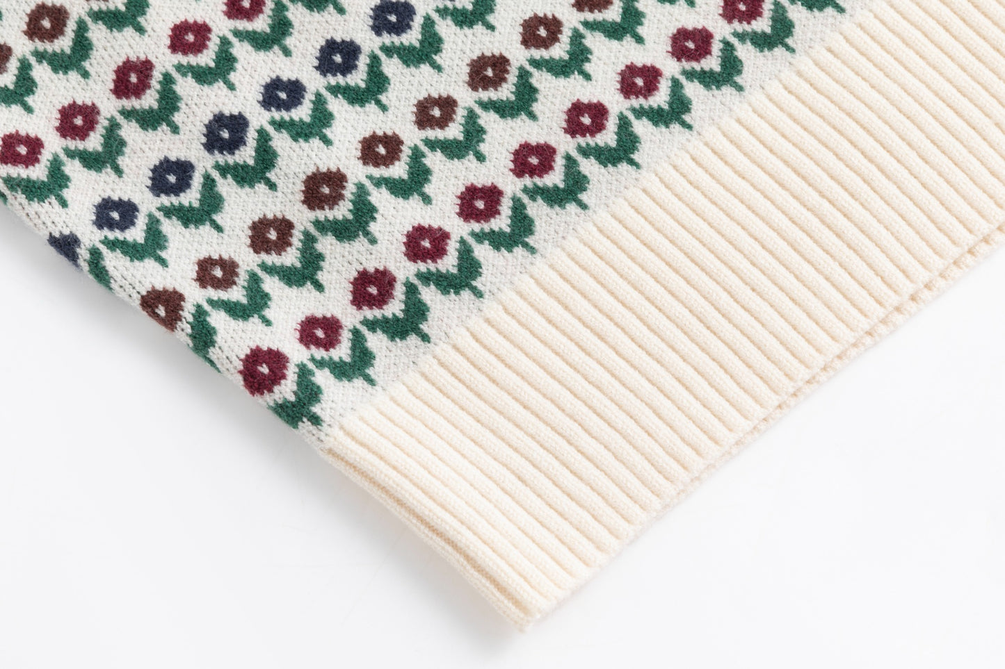 Knit Sweater With Maroon And Blue Small Flowers