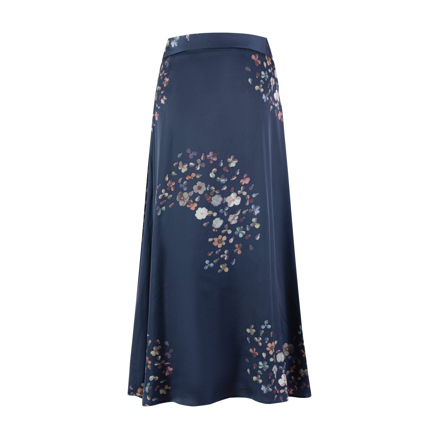 Slip Skirt With Multi Floral Print - Navy