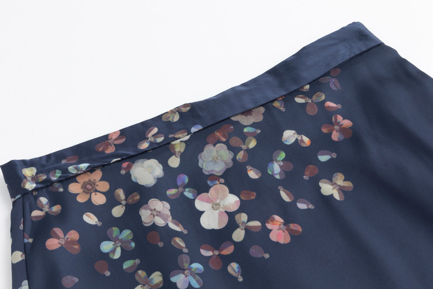 Slip Skirt With Multi Floral Print - Navy