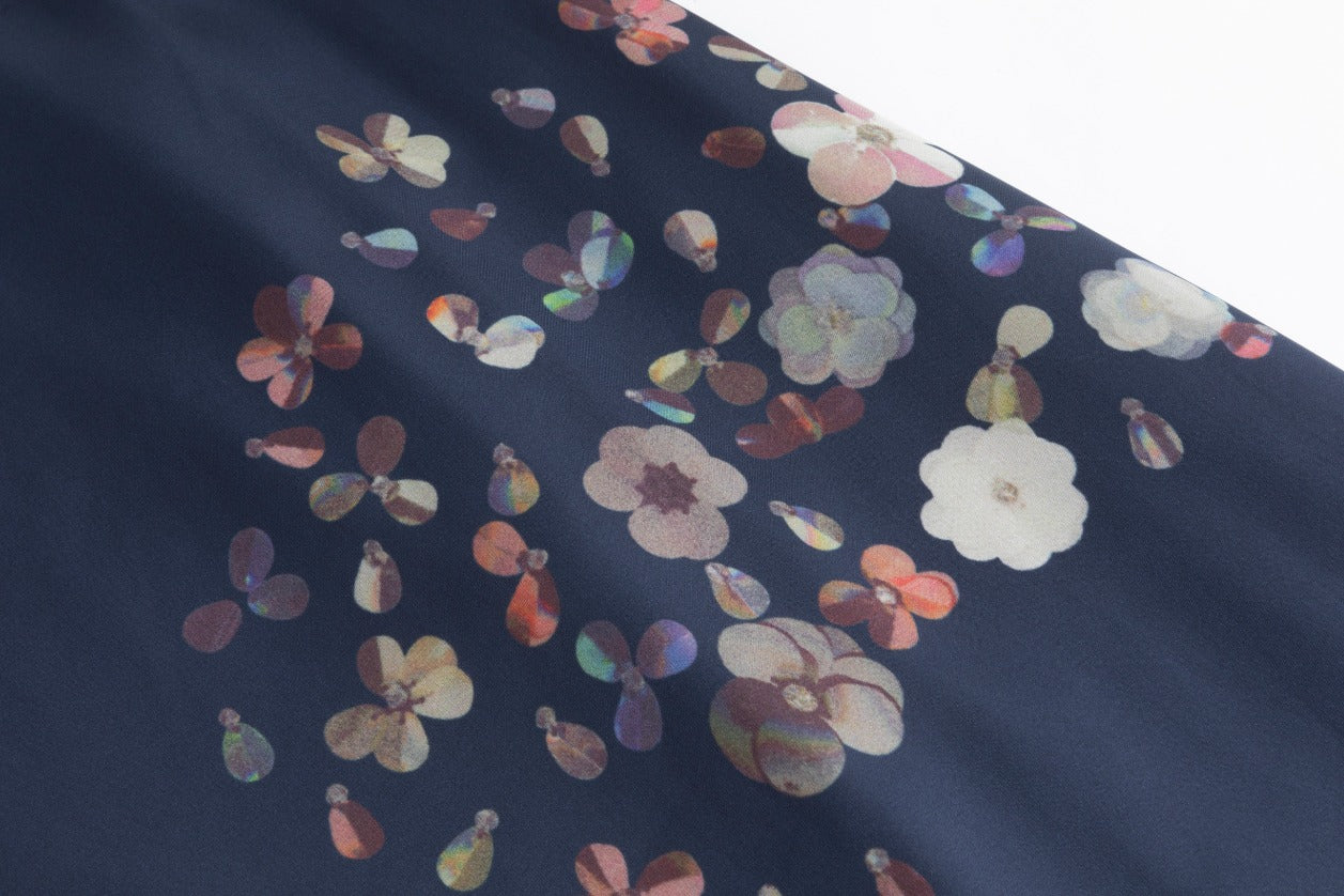 Slip Skirt With Multi Floral Print - Navy