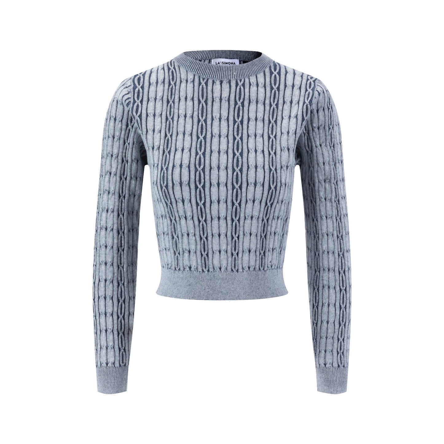 Light Blue Denim Wash Cable Knit Sweater