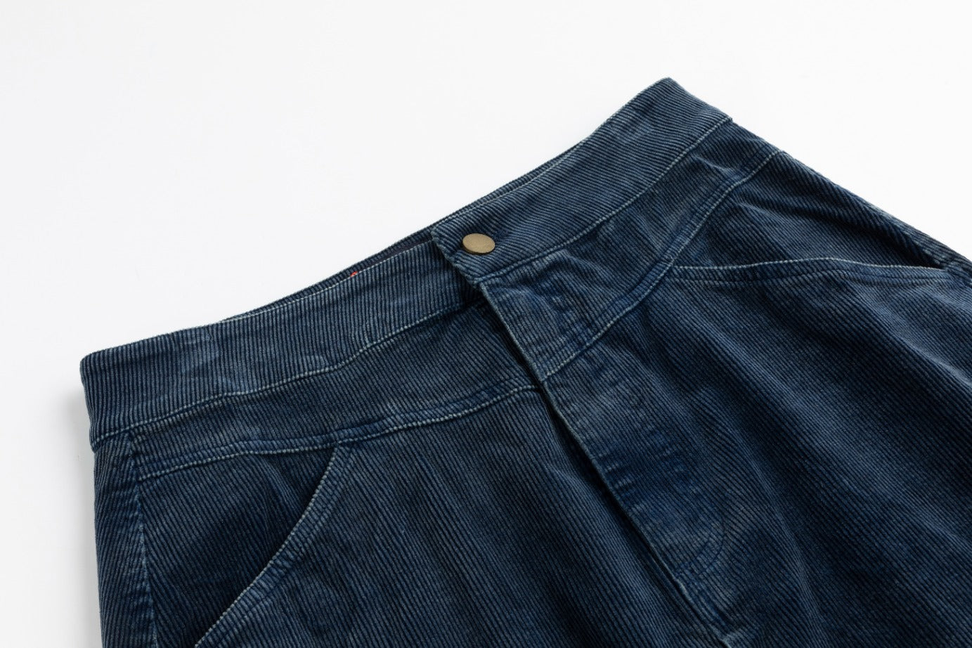 Denim Corduroy Midi Skirt - Blue