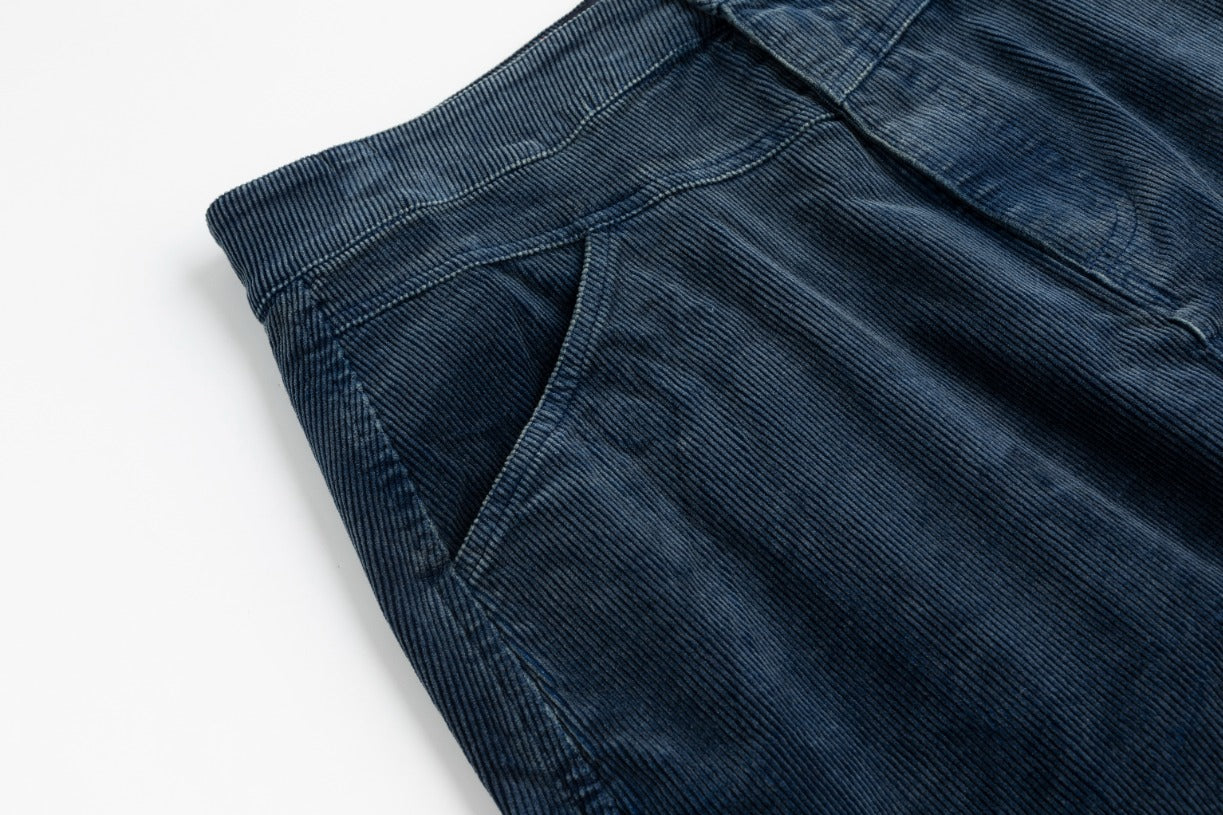 Denim Corduroy Midi Skirt - Blue