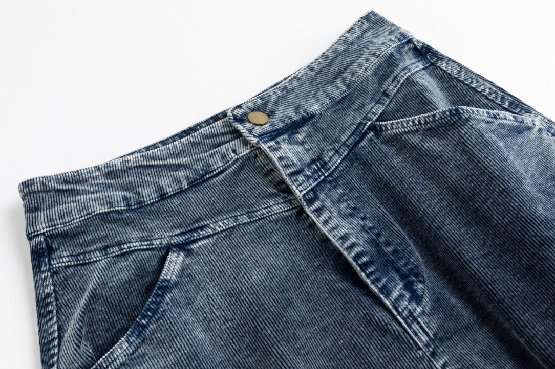 Denim Corduroy Midi Skirt - Light Blue