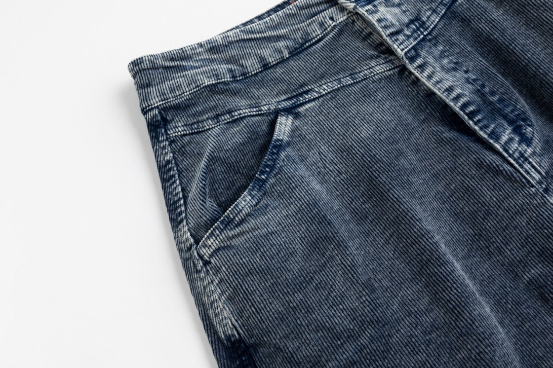 Denim Corduroy Midi Skirt - Light Blue