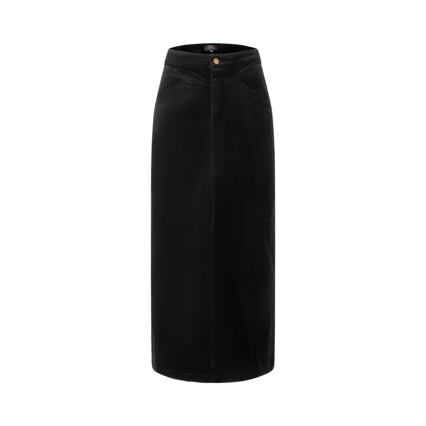 Denim Corduroy Midi Skirt - Black