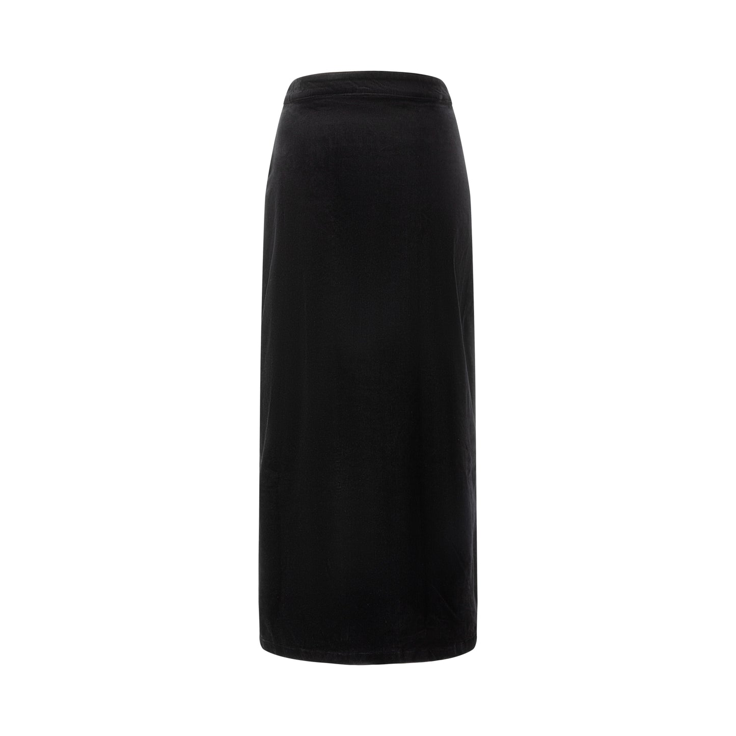 Denim Corduroy Midi Skirt - Black