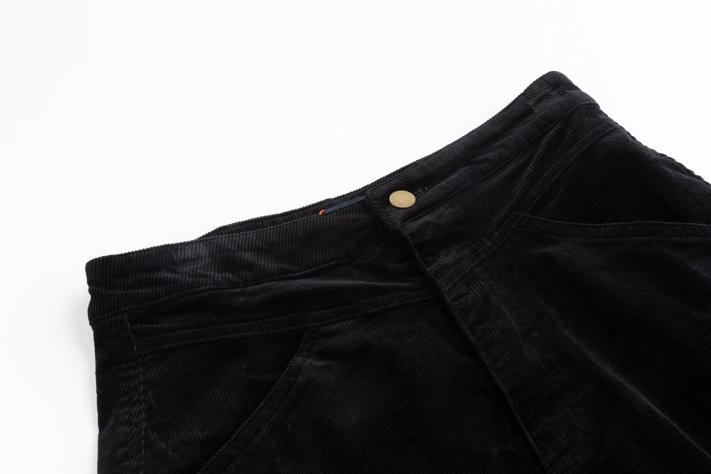 Denim Corduroy Midi Skirt - Black