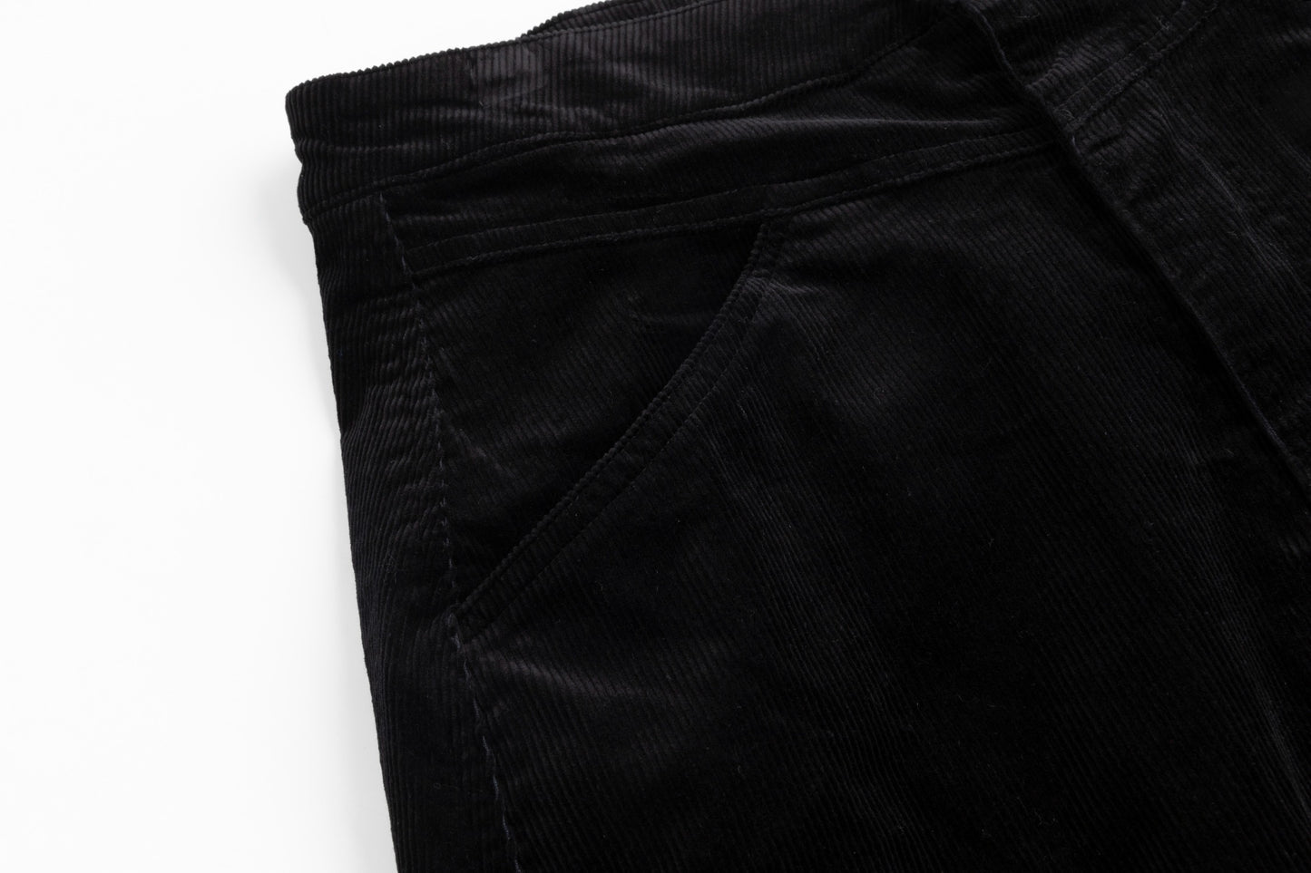 Denim Corduroy Midi Skirt - Black