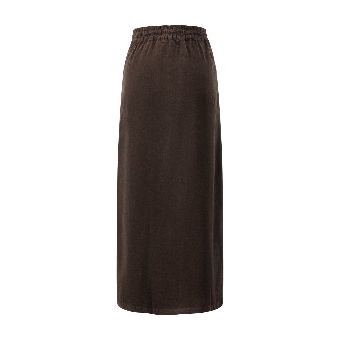 Corduroy Skirt With Drawstring - Brown