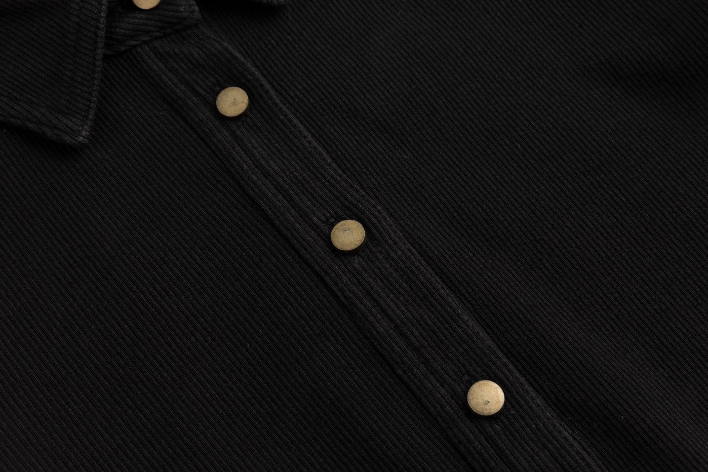 Ribbed Denim Shirt - Black