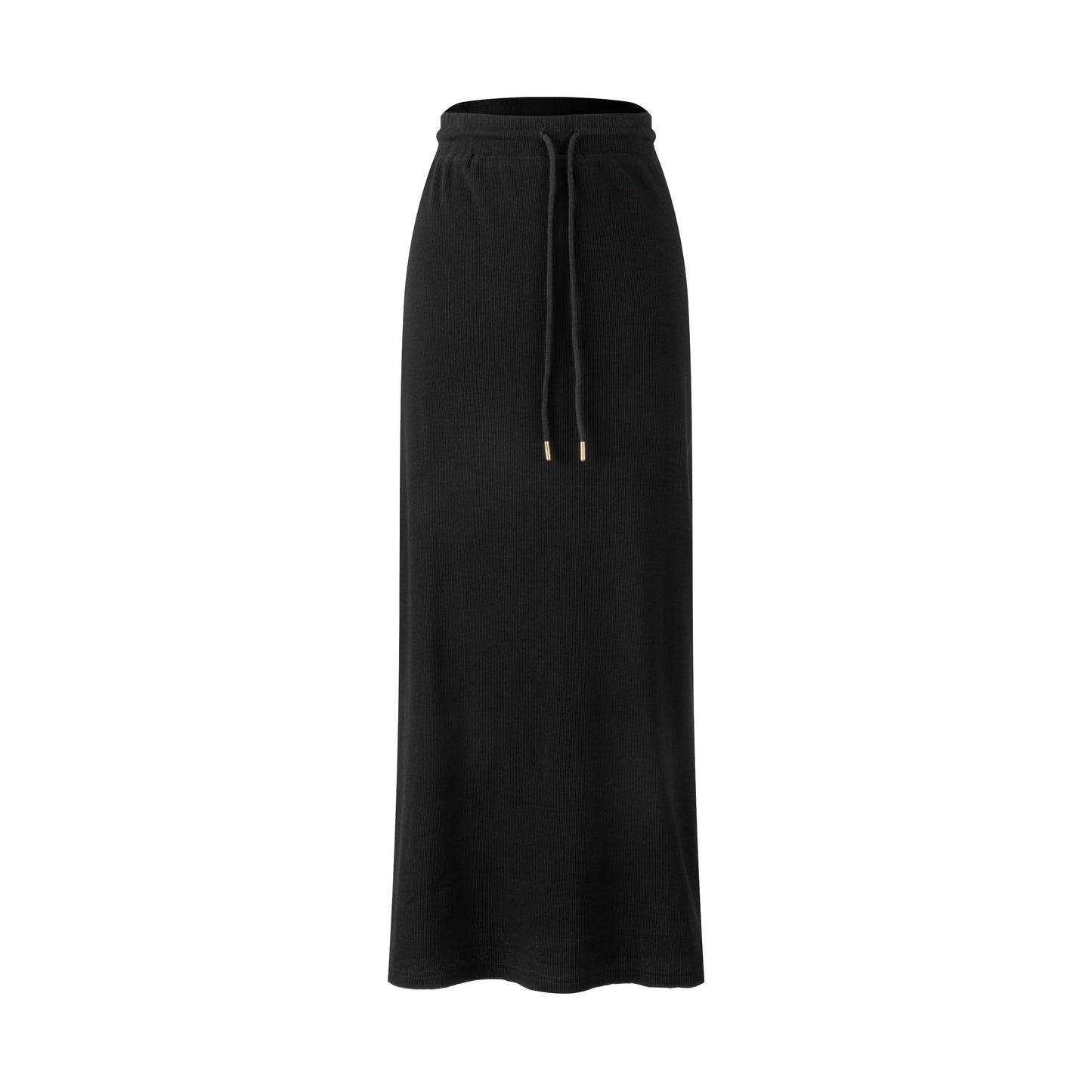 Ribbed Denim Skirt - Black
