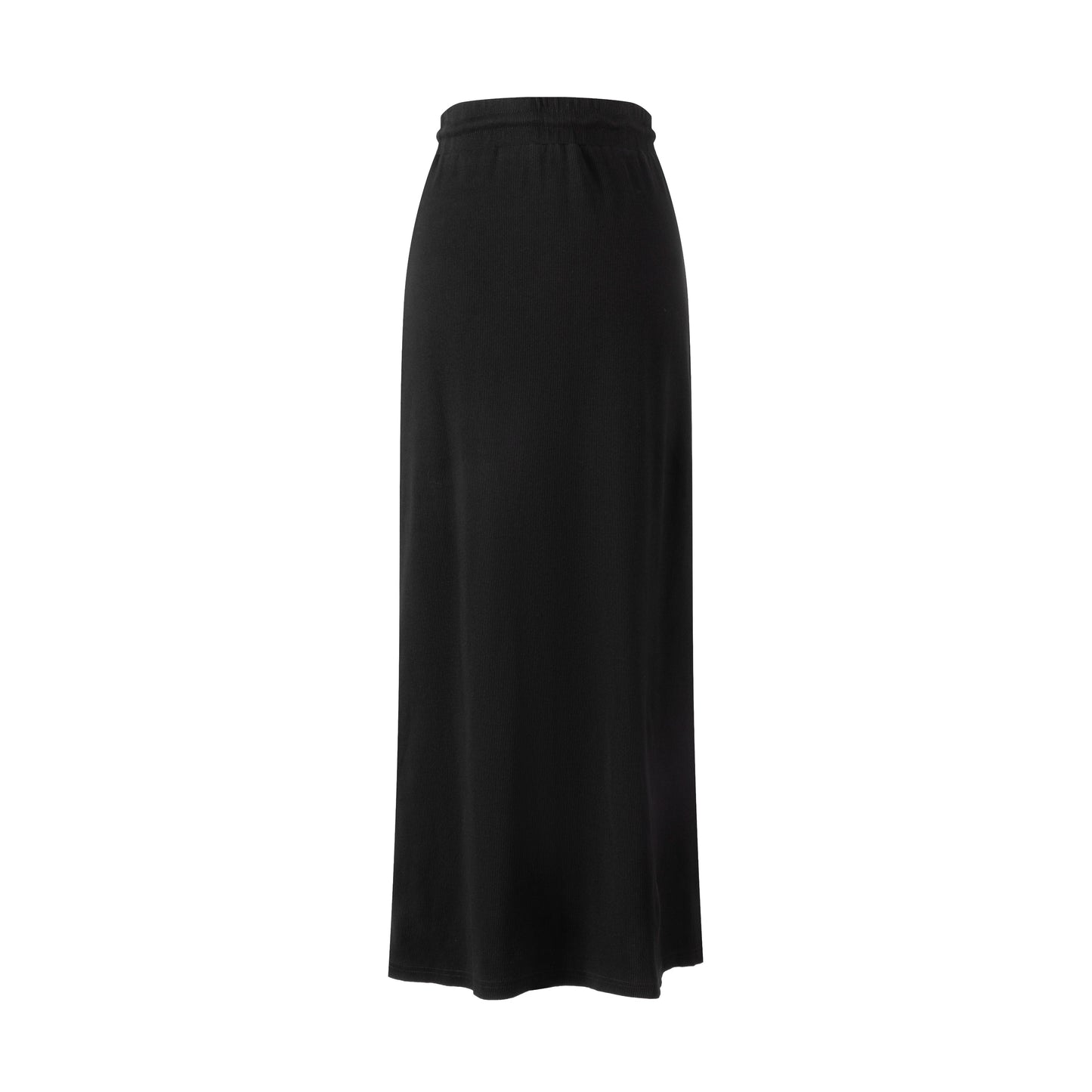 Ribbed Denim Skirt - Black