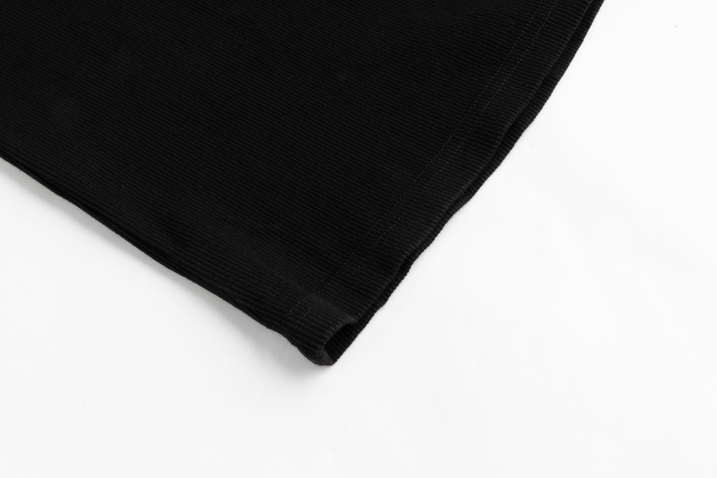 Ribbed Denim Skirt - Black