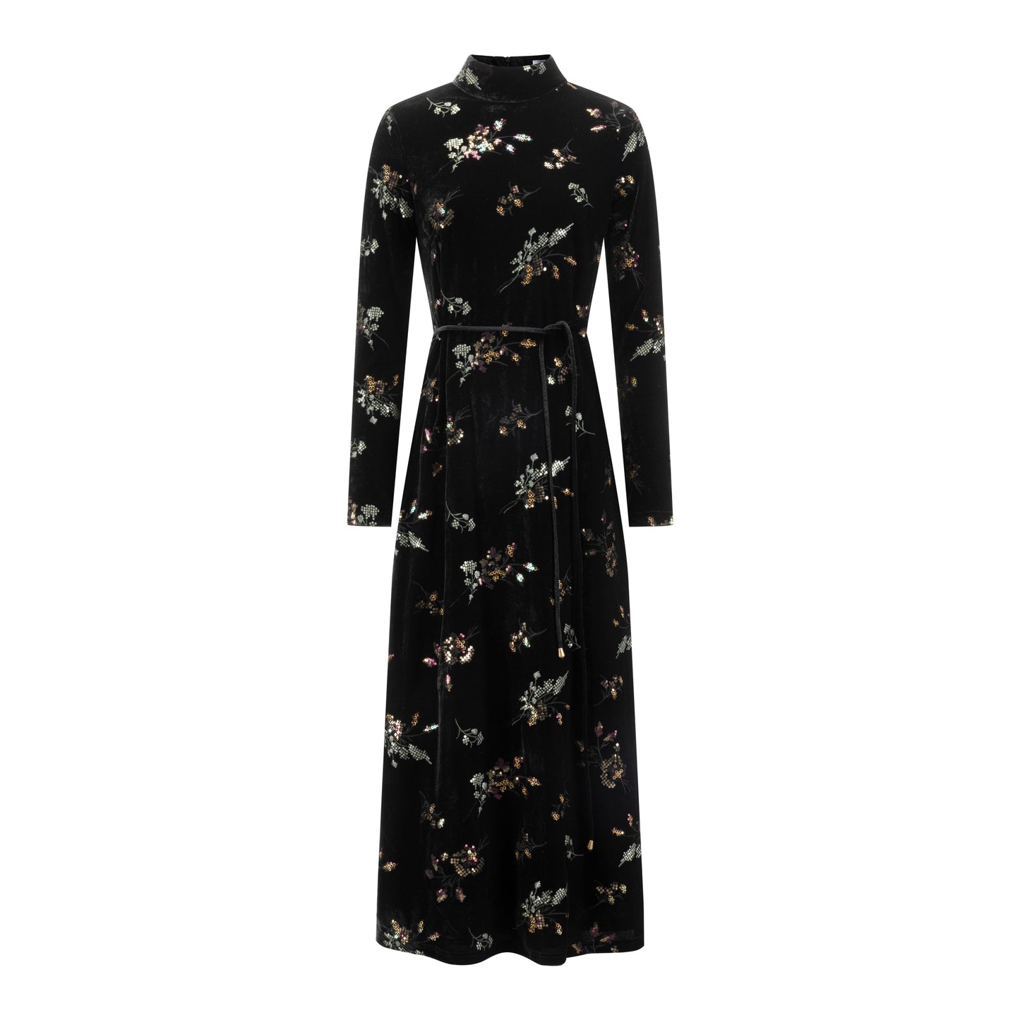 Black Beaded Velvet Dress