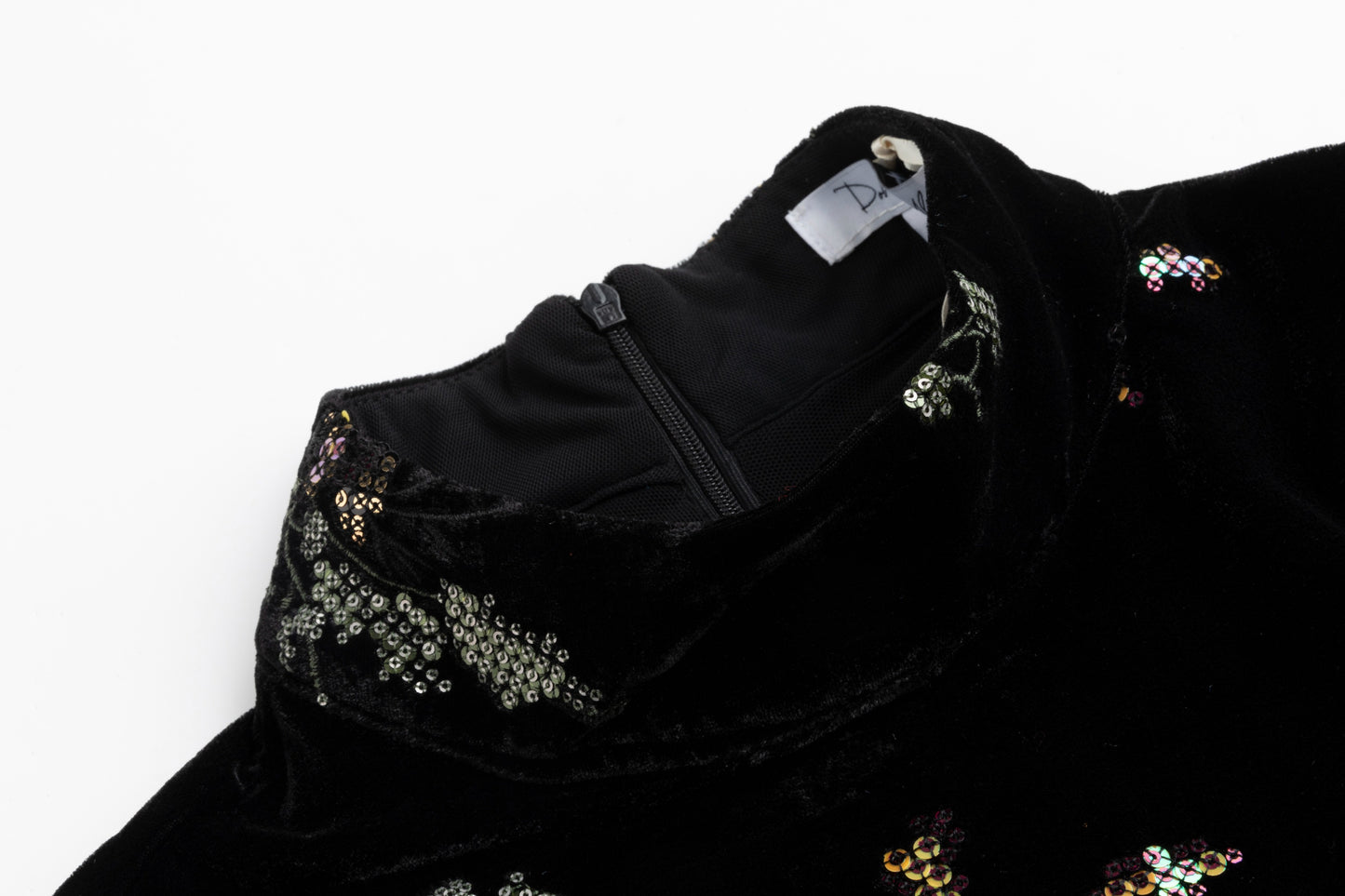 Black Beaded Velvet Dress