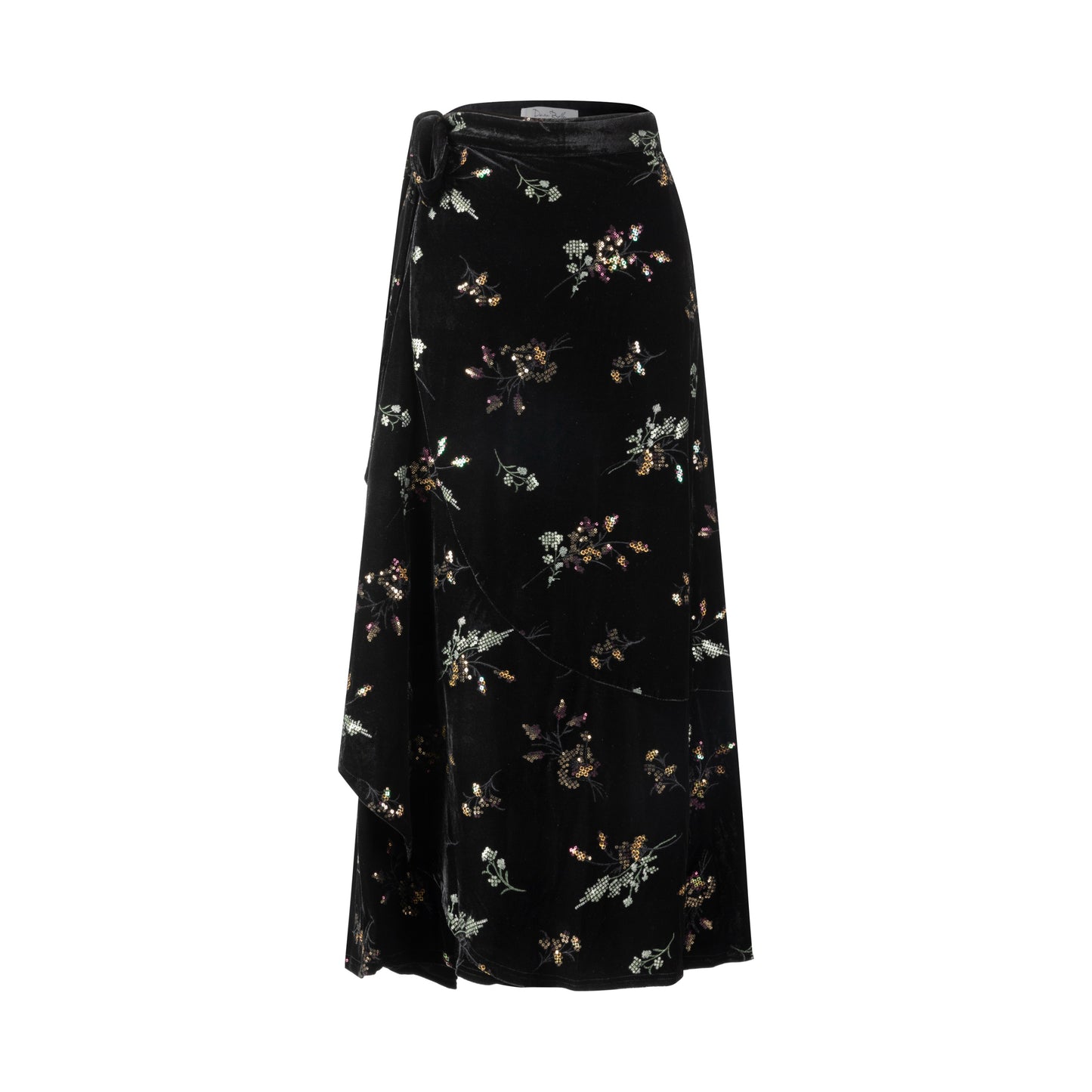 Black Velvet Multi Beaded Wrap Skirt