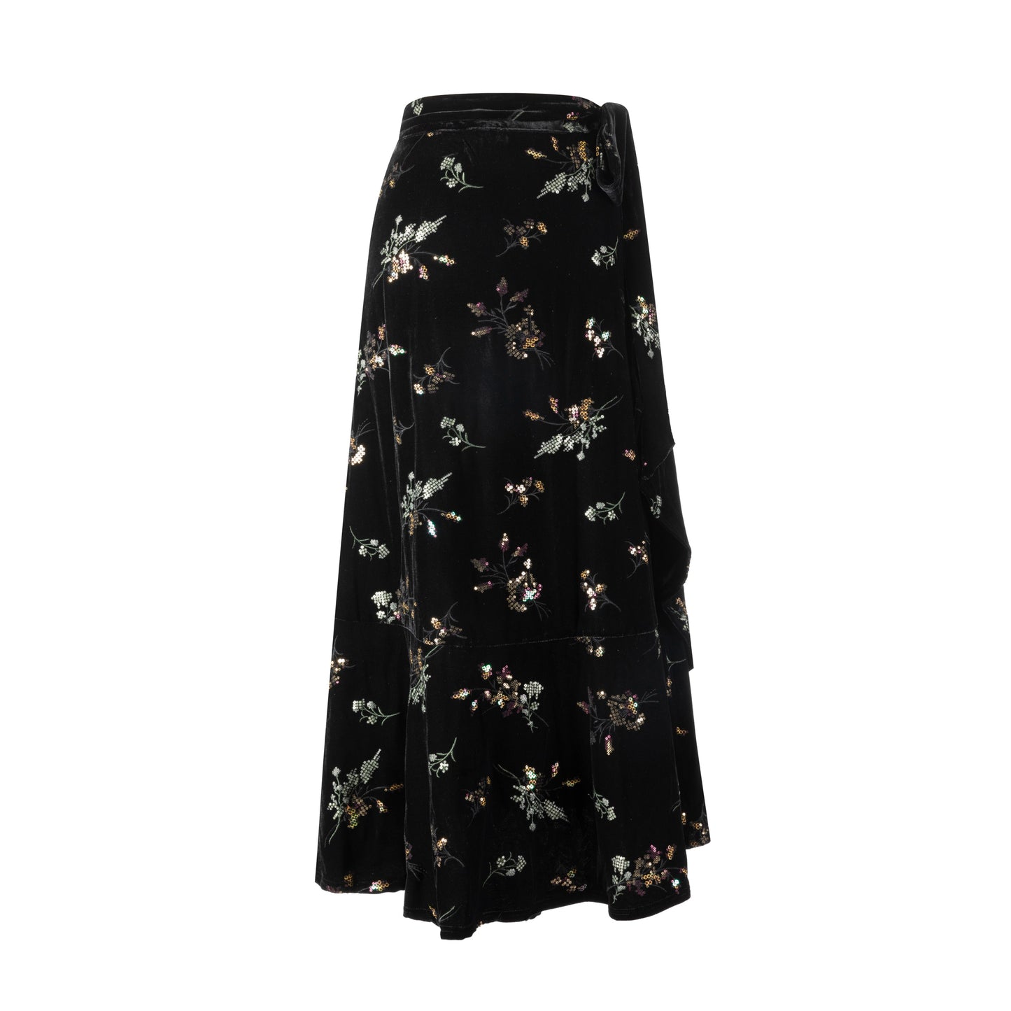 Black Velvet Multi Beaded Wrap Skirt