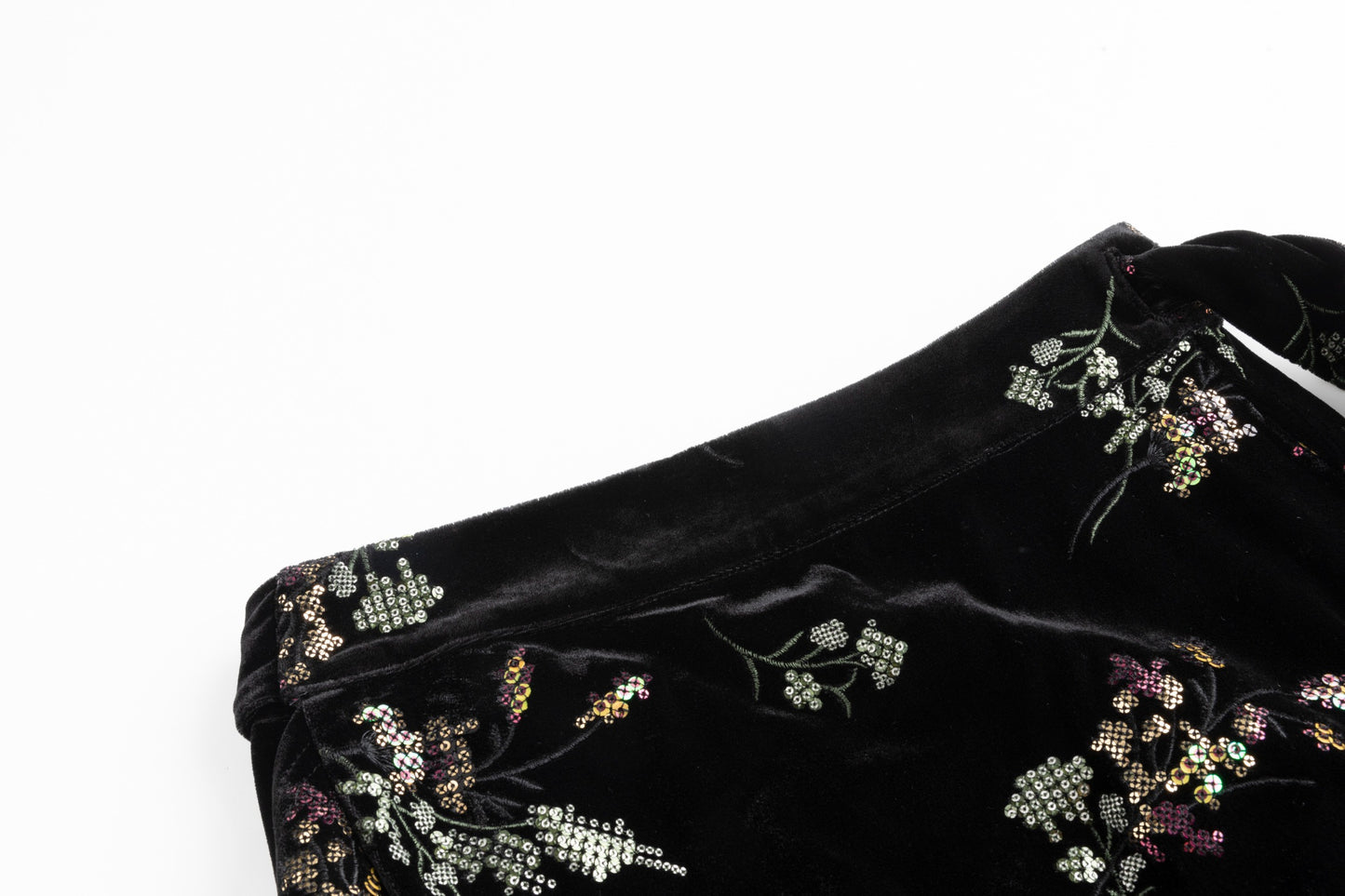 Black Velvet Multi Beaded Wrap Skirt