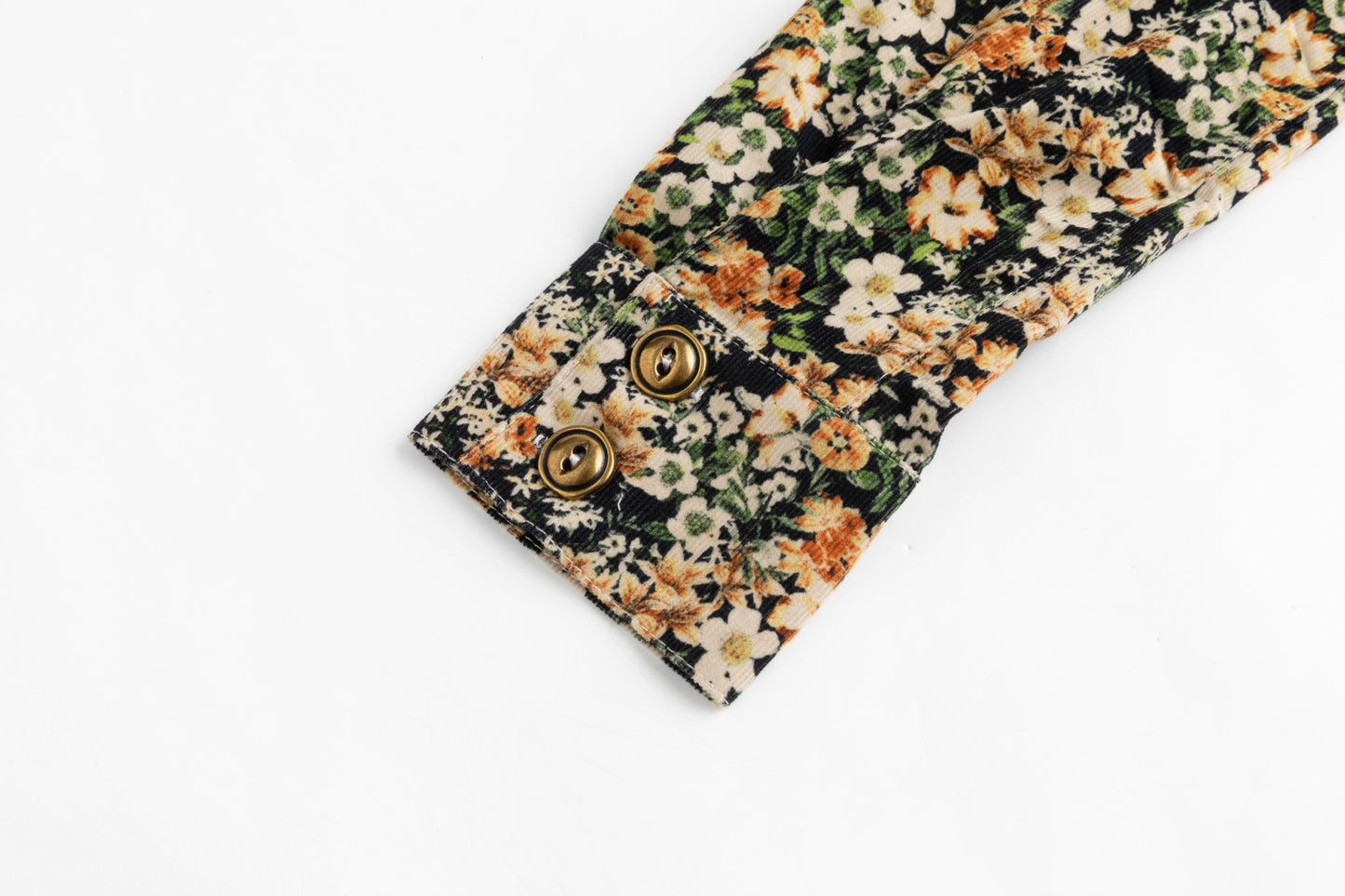 Orange And Green Floral Print Corduroy Jacket