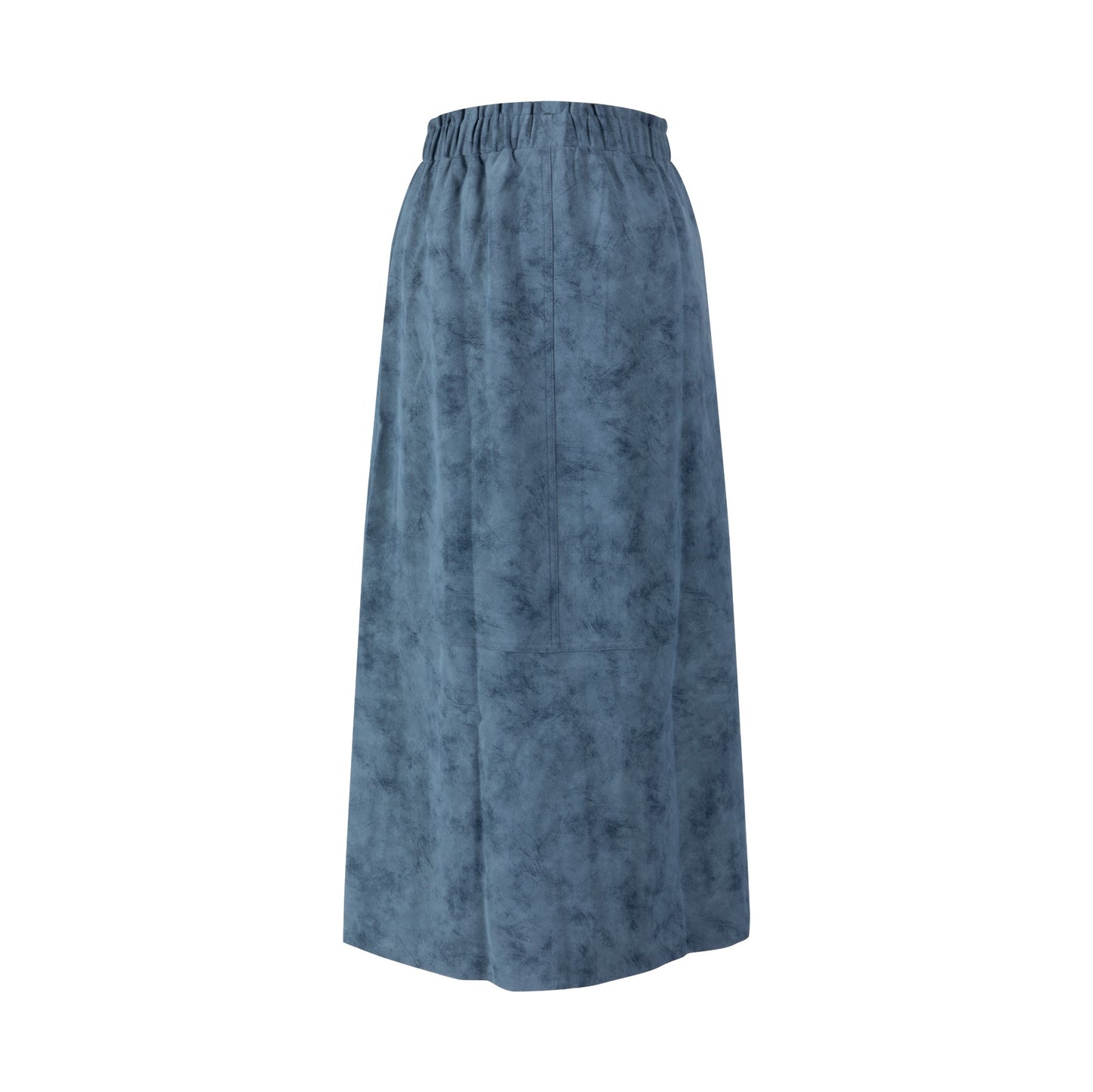 Suede Button Down Midi Skirt - Blue