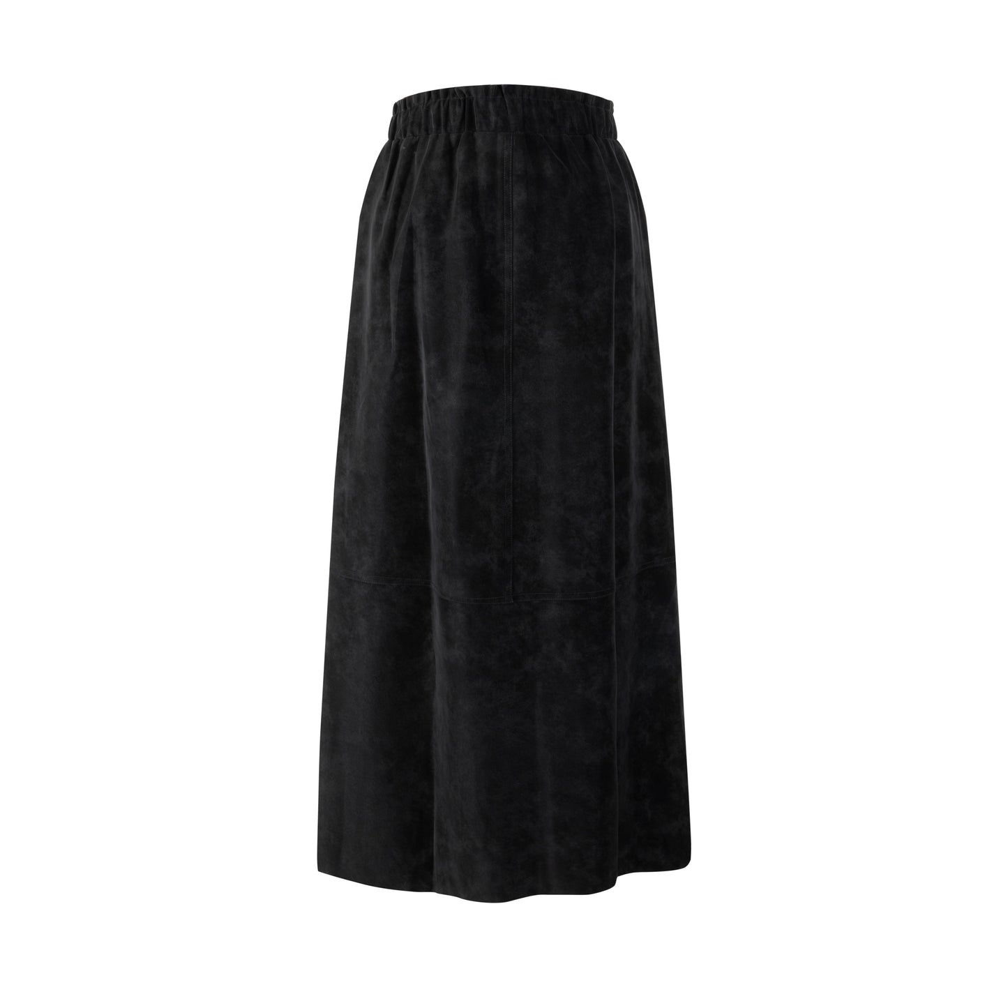 Suede Button Down Midi Skirt - Black