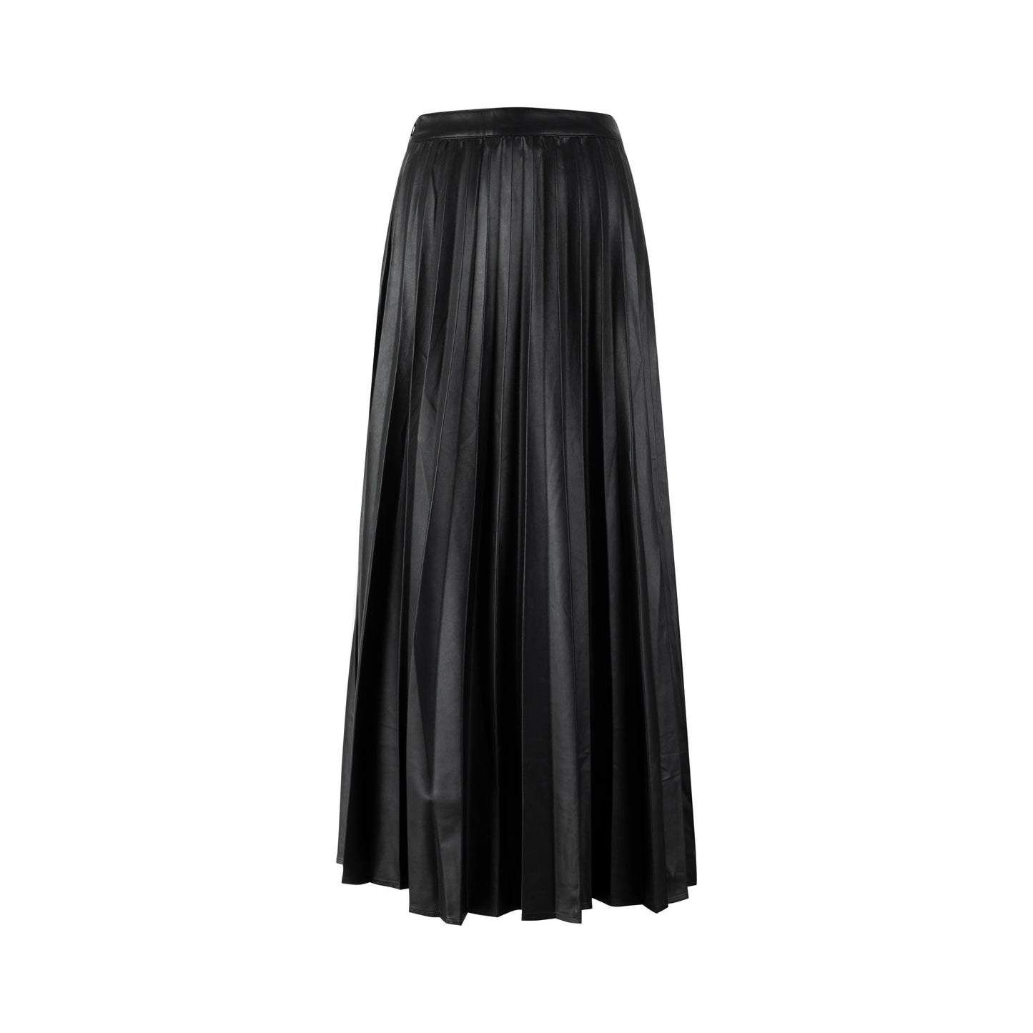 Pleated Leather Skirt - Black