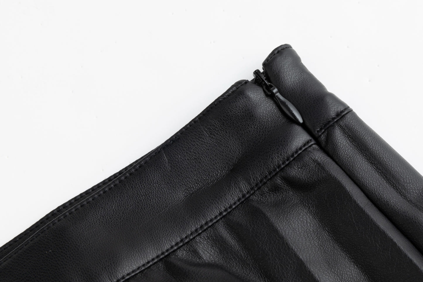 Pleated Leather Skirt - Black