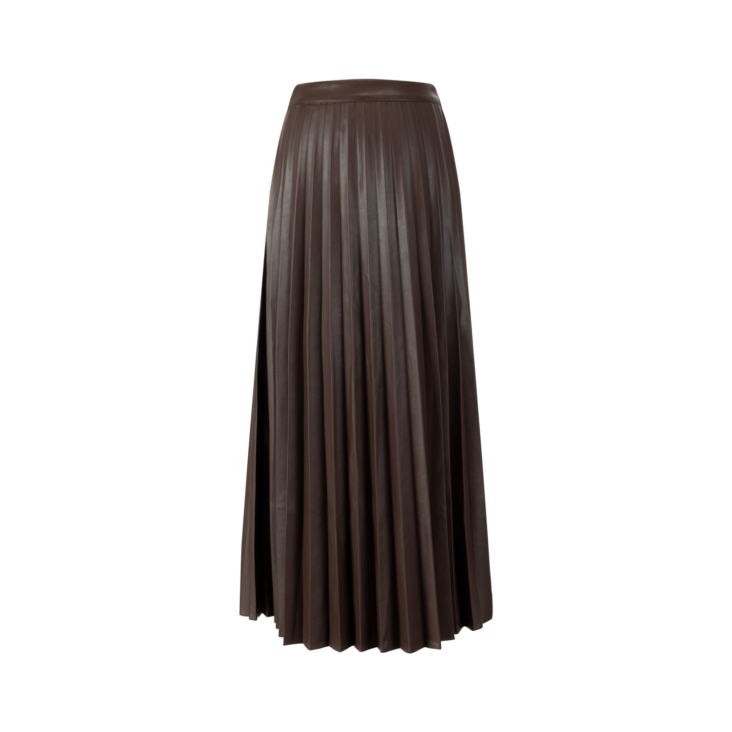 Pleated Leather Skirt - Brown