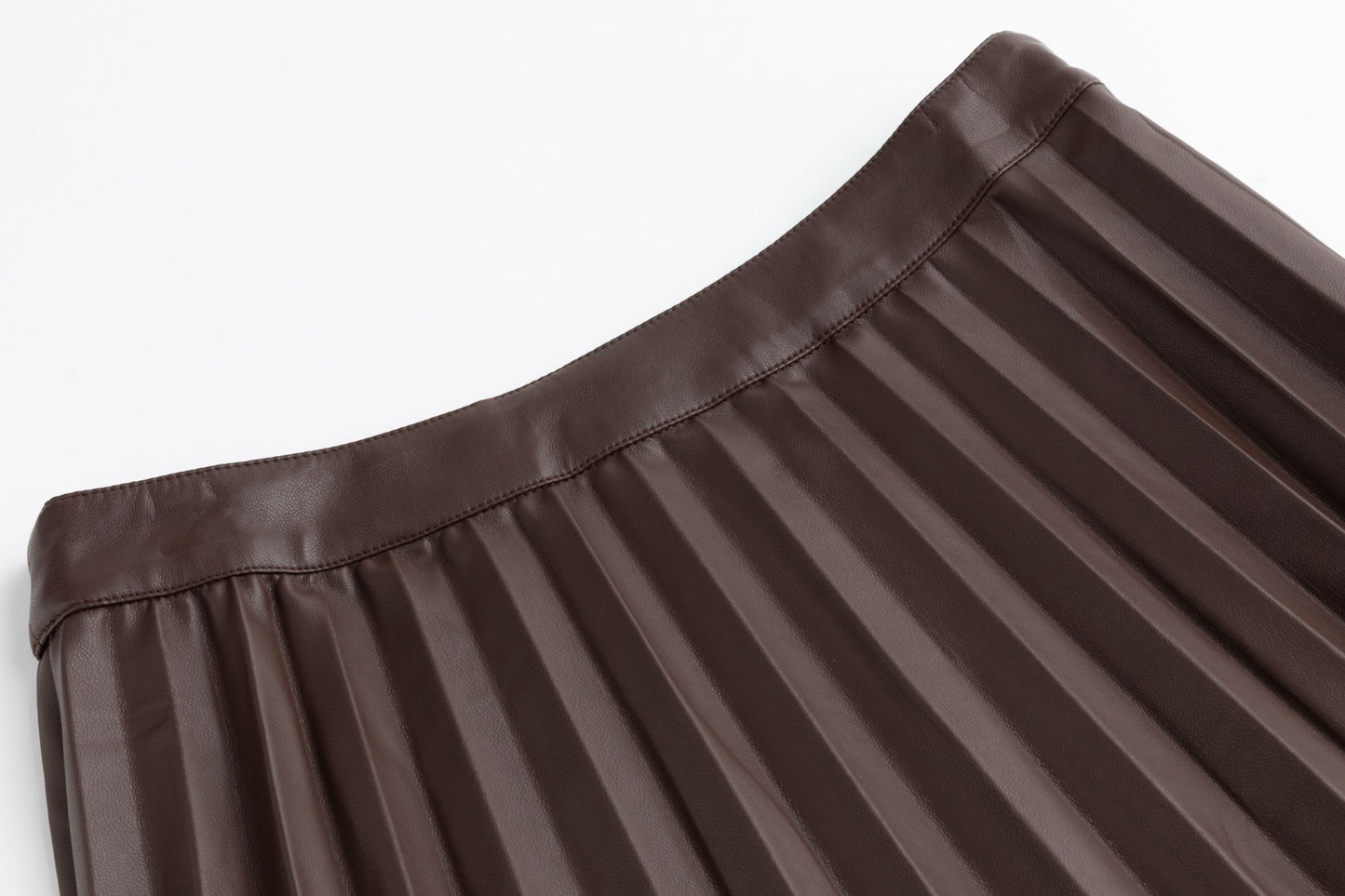 Pleated Leather Skirt - Brown